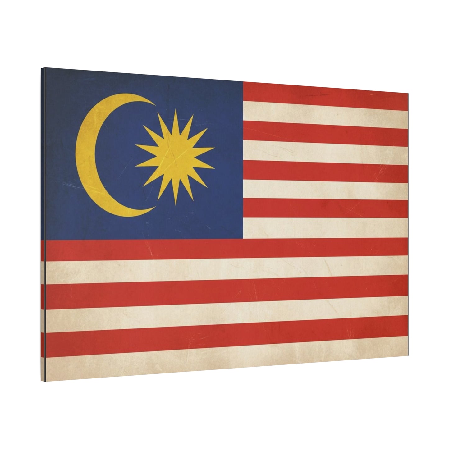 Malaysia Flag Canvas Wall Art - Vintage Malaysian Crescent And 14 Point Star Print - Patriotic Red White Blue Stripes - Cultural Heritage Decor - Living Room Office Wall Decor - Modern Farmhouse Style