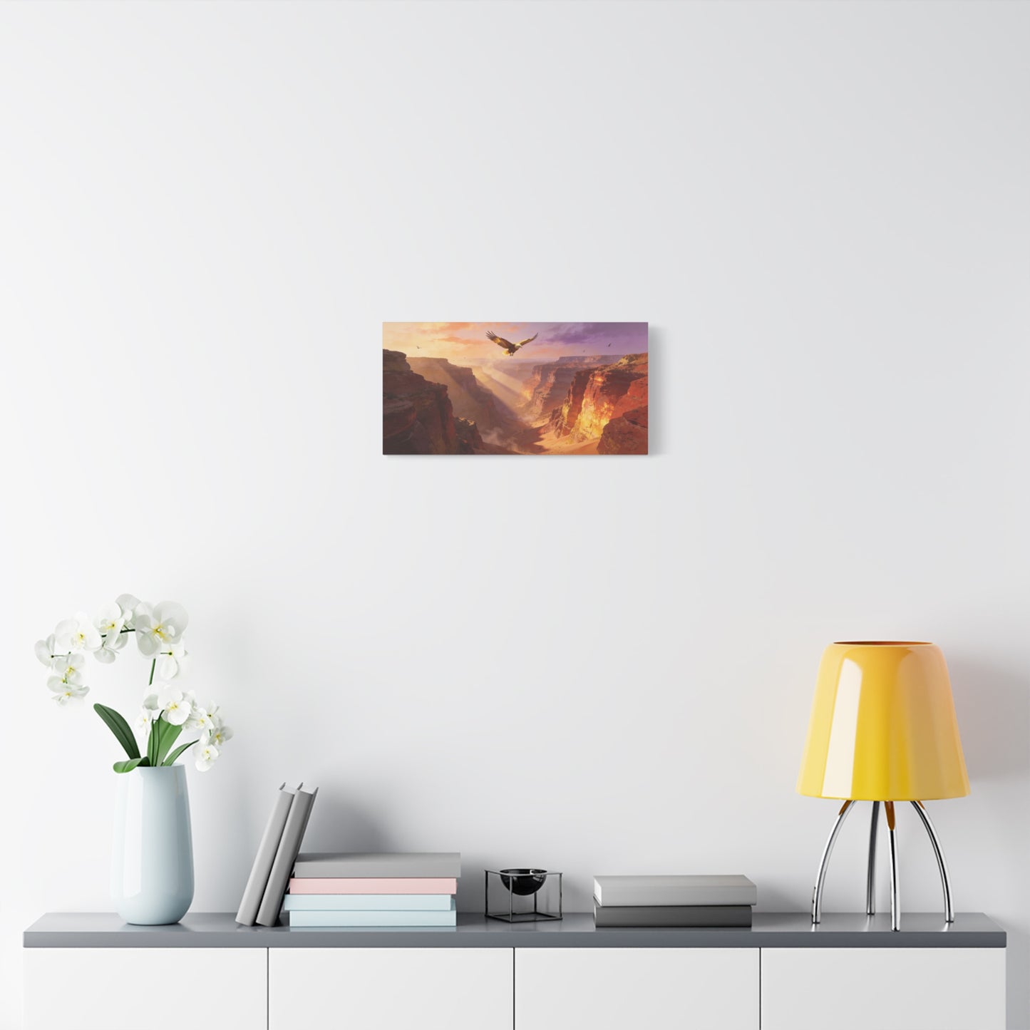 Bald Eagle Canyon Canvas Wall Art - Desert Sunset Cliffs, Golden Light - Matte Cotton Print, Contemporary Landscape - Living Room Wall Decor, Office Art, Entryway Decoration - Bedroom Home Decoration