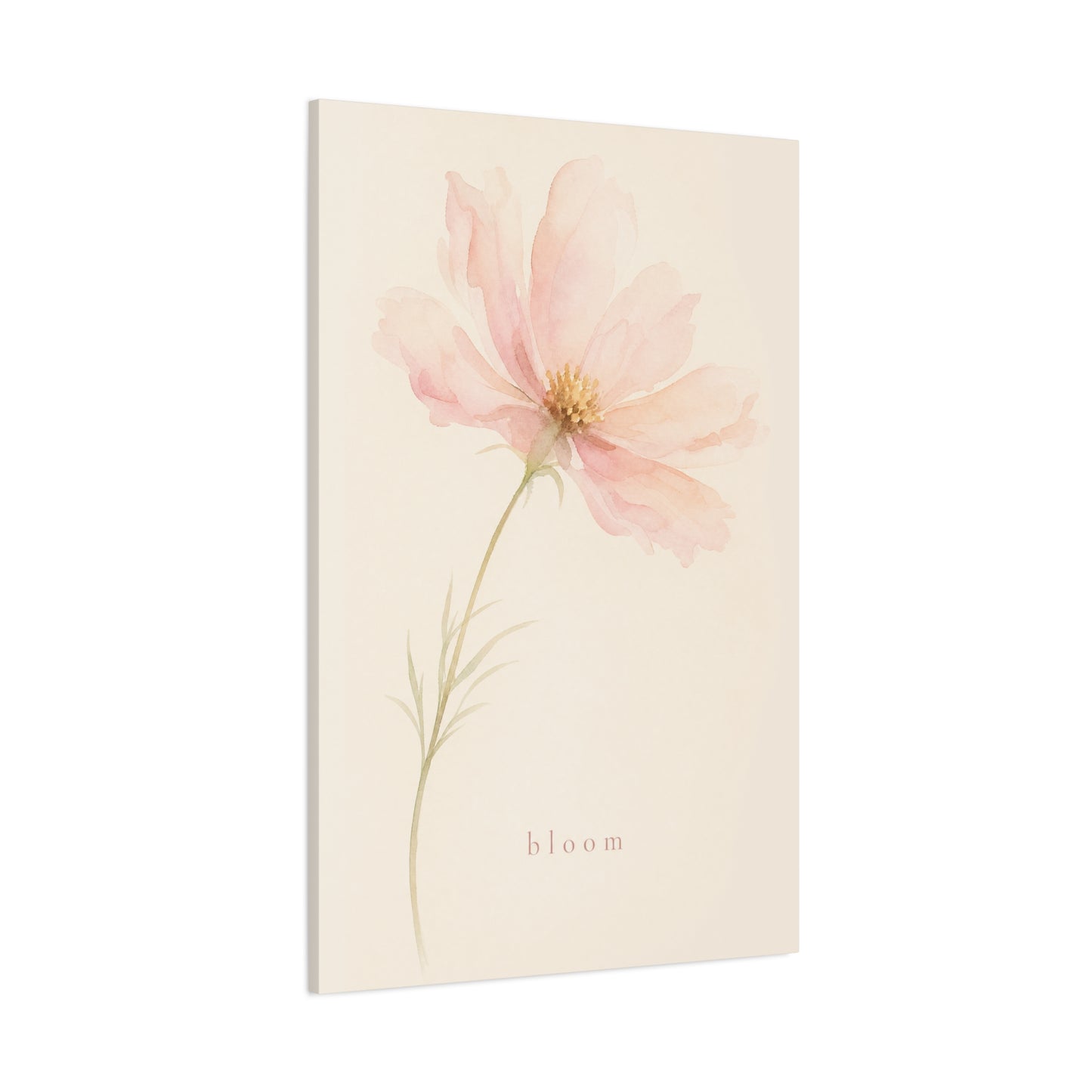 "Bloom" Pink Cosmos Flower Canvas Wall Art - Soft Watercolor Botanical Print, Blush Floral Home Decor, Minimalist Bedroom Wall Hanging, Living Room Decoration - Ready to Hang - Bedroom Home Decoration