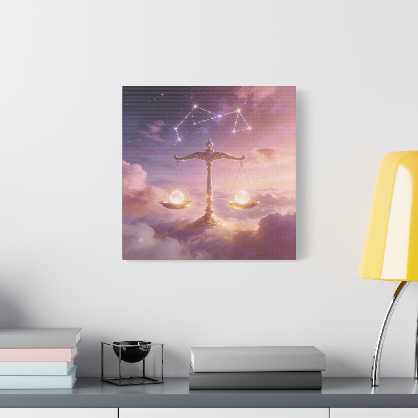 Libra Zodiac Canvas Wall Art - Celestial Scales, Pink Purple Sky, Astrology Decor - Dreamy Matte Canvas Print - Bedroom Wall Decor, Meditation Space Accent, Office Art - Bedroom Home Decoration
