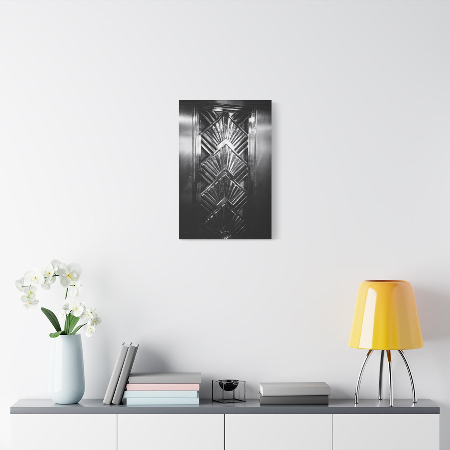Art Deco Door Art Print Canvas Print - Geometric Black And White Architectural Panel - Monochrome Modern Interior Picture - Hallway Decor, Home Office Accent, Minimalist Design - Office Wall Art