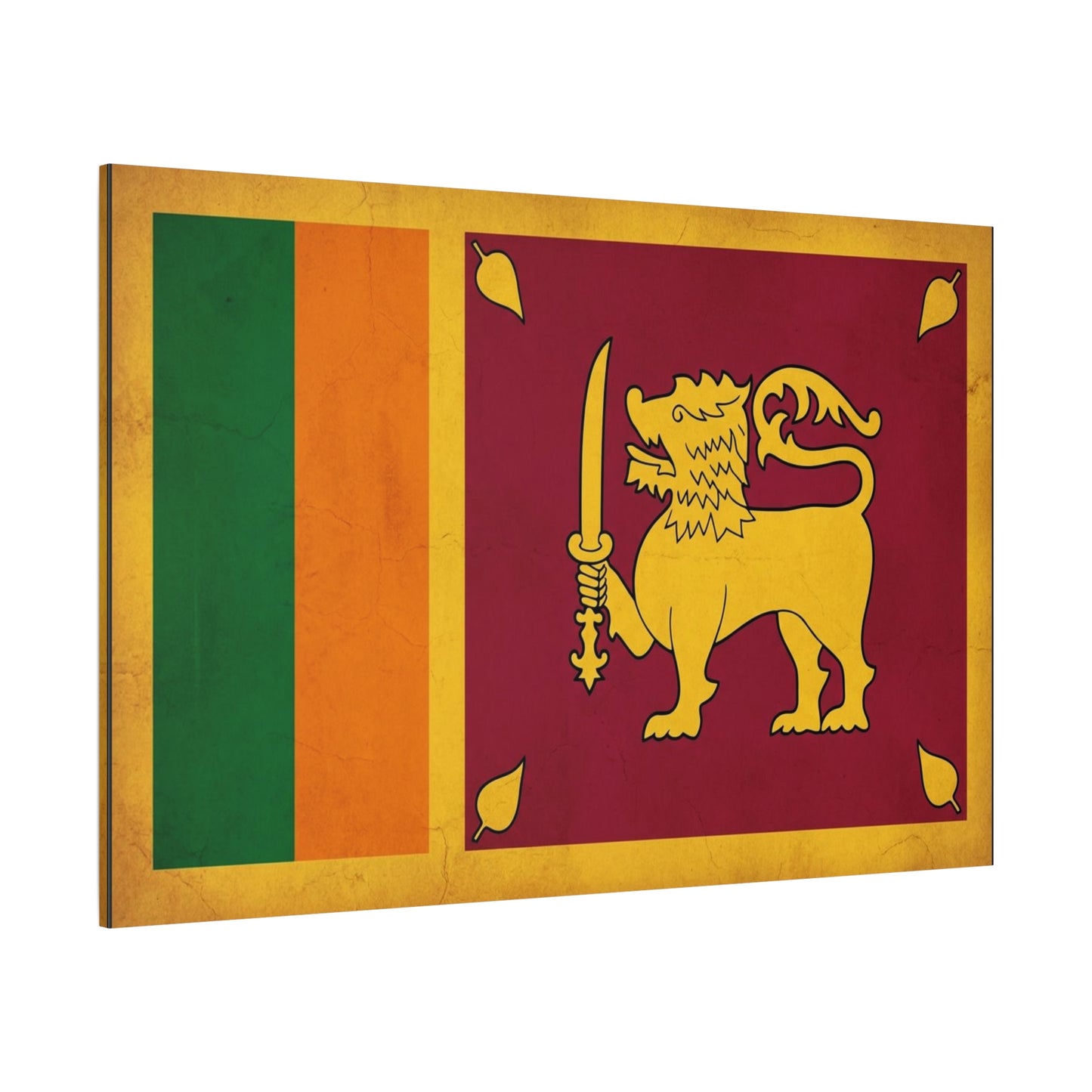 Sri Lanka Flag Canvas Wall Art - Golden Lion With Sword National Banner Print - Vintage Patriotic Style, Cultural Home Decor, Living Room Wall Decor, Office Art - Modern Farmhouse Style