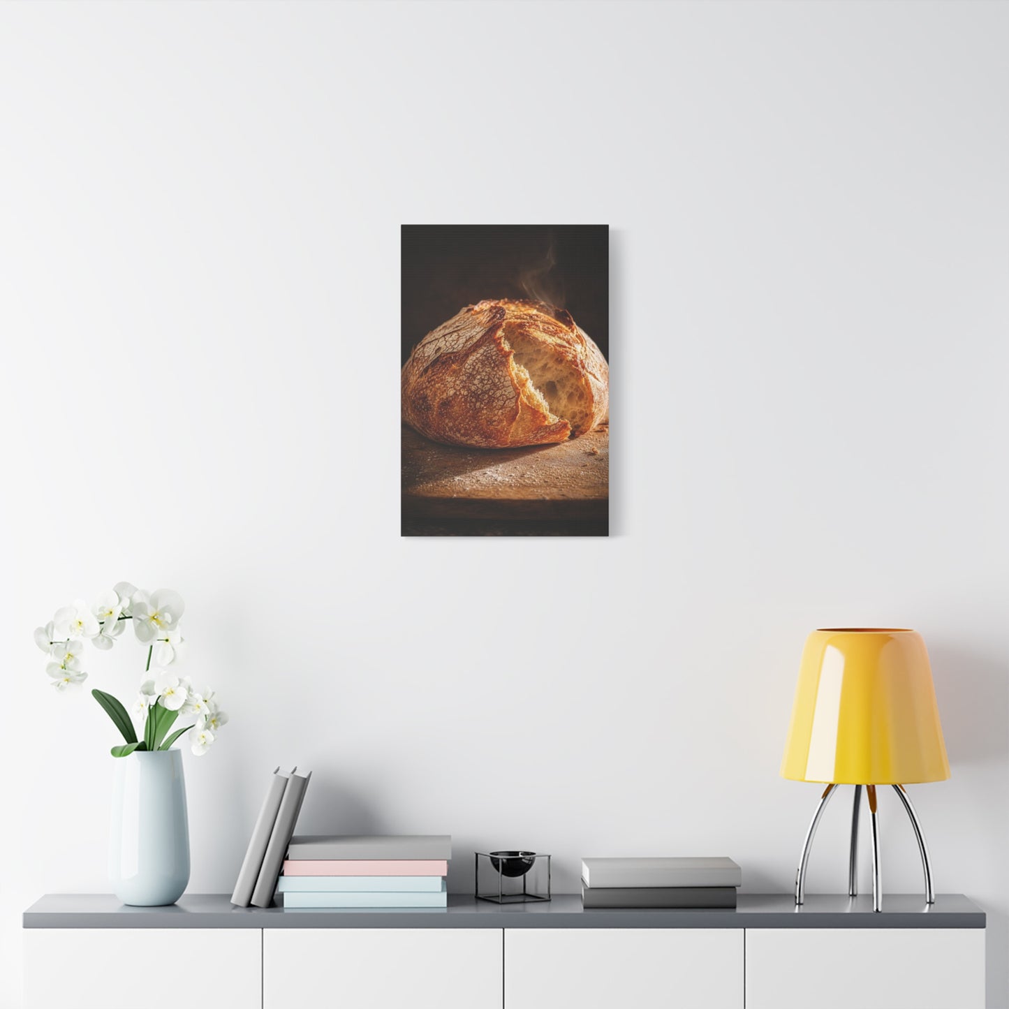 Rustic Bread Canvas Wall Art - Crusty Artisan Loaf Food Art Print, Warm Kitchen Wall Decor, Moody Still Life, Cotton Canvas, Dining Room Accent, Farmhouse Interior Style - Ready to Hang