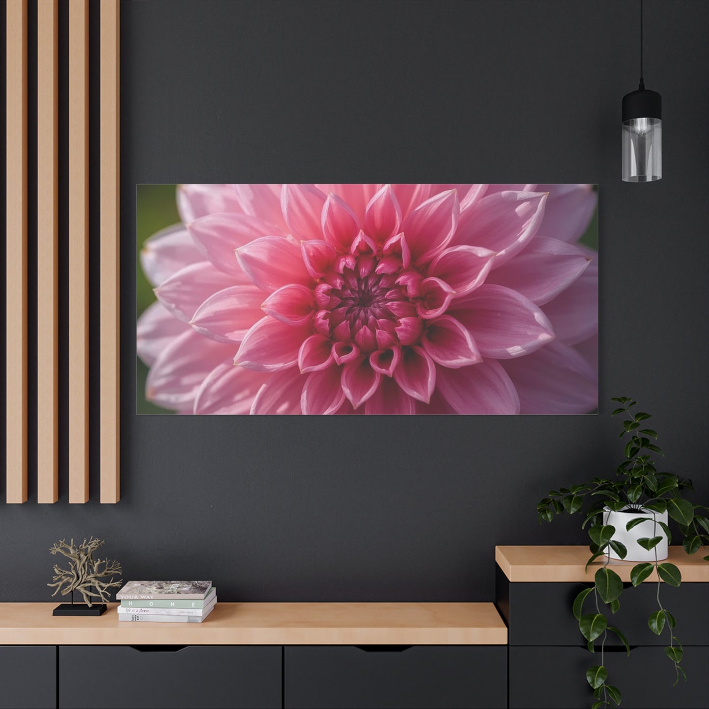Pink Dahlia Canvas Wall Art - Floral Close Up Bloom, Botanical Wall Decor - Soft Focus Cotton Print - Contemporary Style, Bedroom Home Decoration, Bathroom Accent - Bedroom Home Decoration