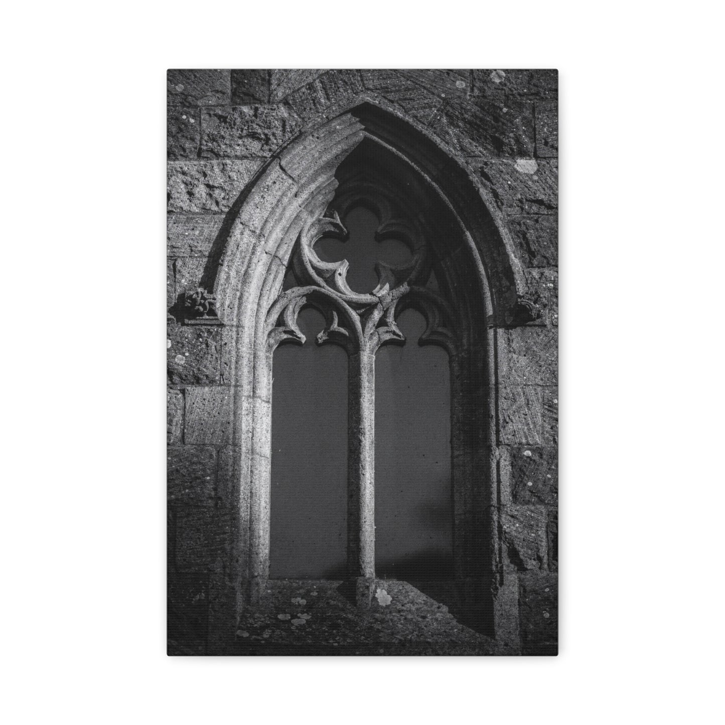 Gothic Church Window Canvas Wall Art - Black And White Stone Arch Architectural Print - Vintage Cathedral Style - Moody Living Room Wall Decor, Office Art Accent - Bedroom Home Decoration