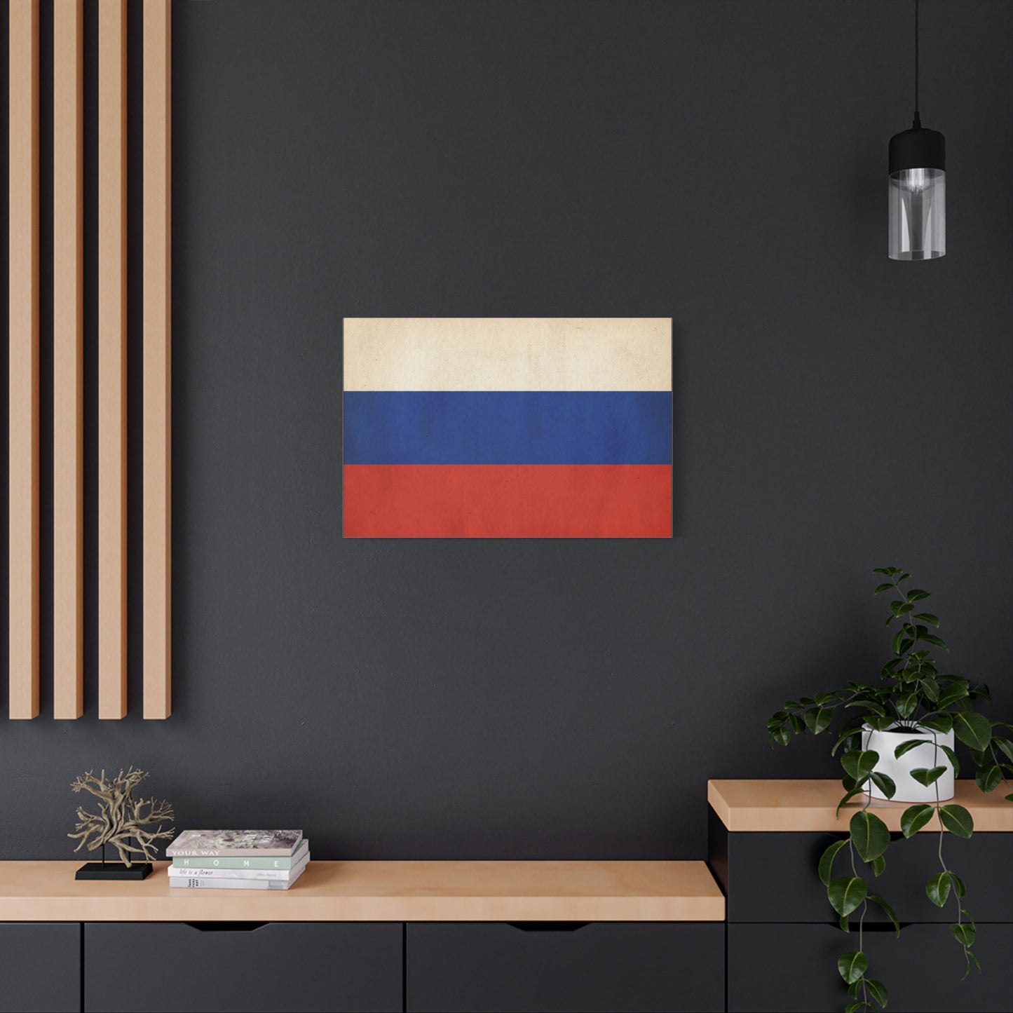 Russia Flag Canvas Wall Art - Vintage Tricolor Banner Print, Patriotic Minimalist Decor - Textured Cotton Look - Living Room Home Decoration, Office Accent - Living Room Wall Decor - Ready to Hang