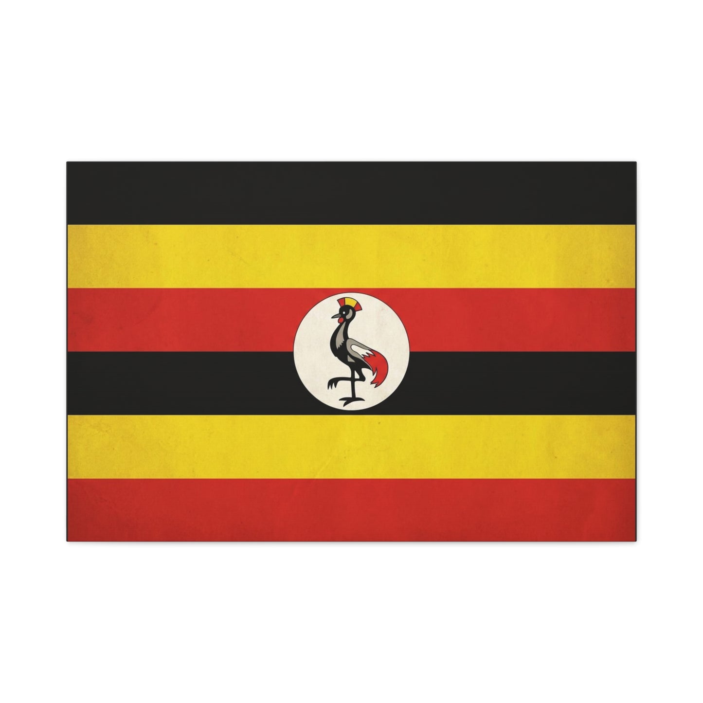 Uganda Flag Canvas Wall Art - Crested Crane National Flag Print, Patriotic Heritage Decor - Bold Tricolor Cotton Canvas - Modern Living Room Decoration - Living Room Wall Decor - Cozy Reading Nook Art