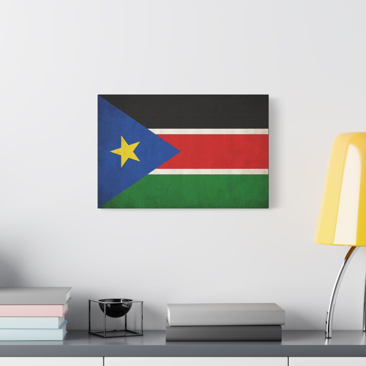South Sudan Flag Canvas Wall Art - South Sudan Pride Decor, Vintage National Banner Print - Colorful Patriotic Artwork - Living Room Wall Decor, Office Art - Bedroom Home Decoration - Ready to Hang