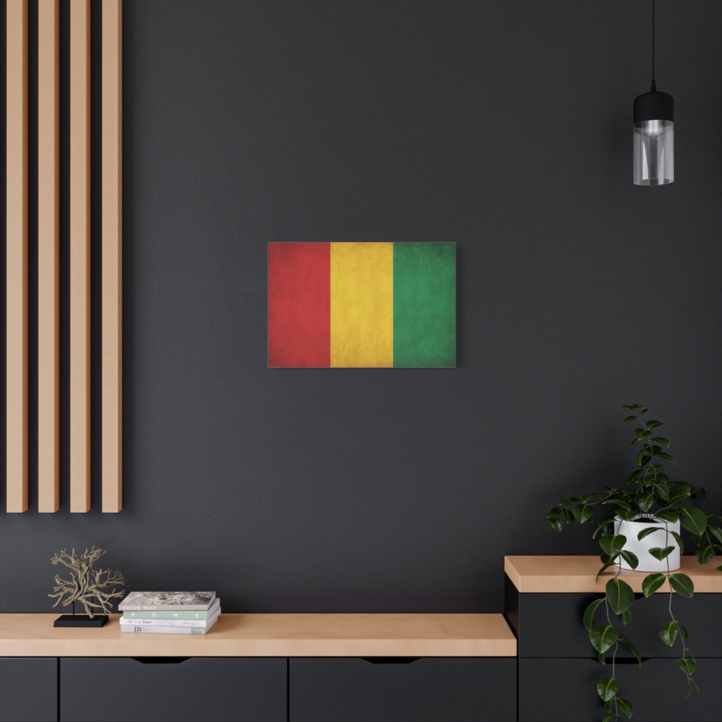 Guinea Flag Canvas Wall Art - Red Yellow Green Tricolor National Print - Vintage Textured Cotton Look - Pan African Style - Living Room Wall Decor - Bedroom Home Decoration - Bedroom Home Decoration