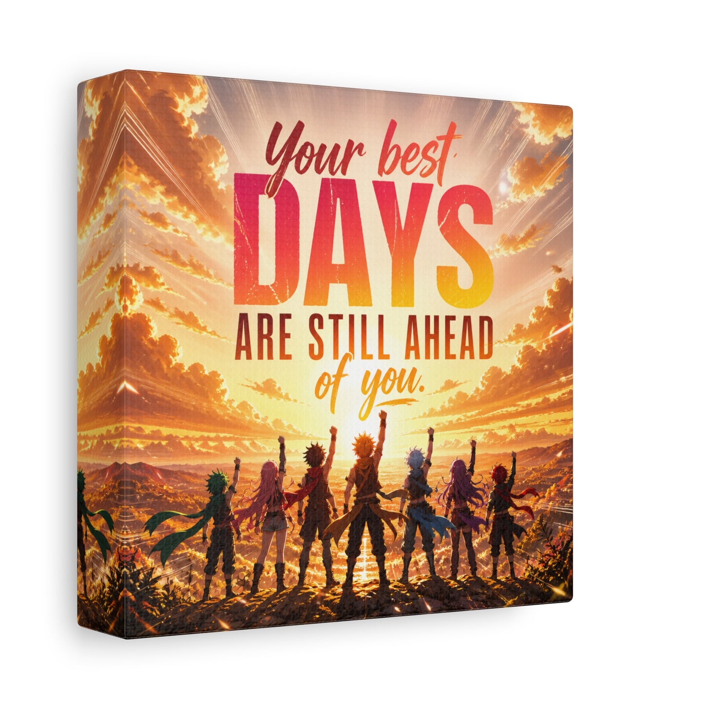 "Your DAYS Are Still Ahead Of You." Anime Quote Canvas Wall Art - Sunset Sky Motivational Poster Print - Contemporary Typography Decor - Bedroom Wall Accent - Ready to Hang - Bedroom Home Decoration