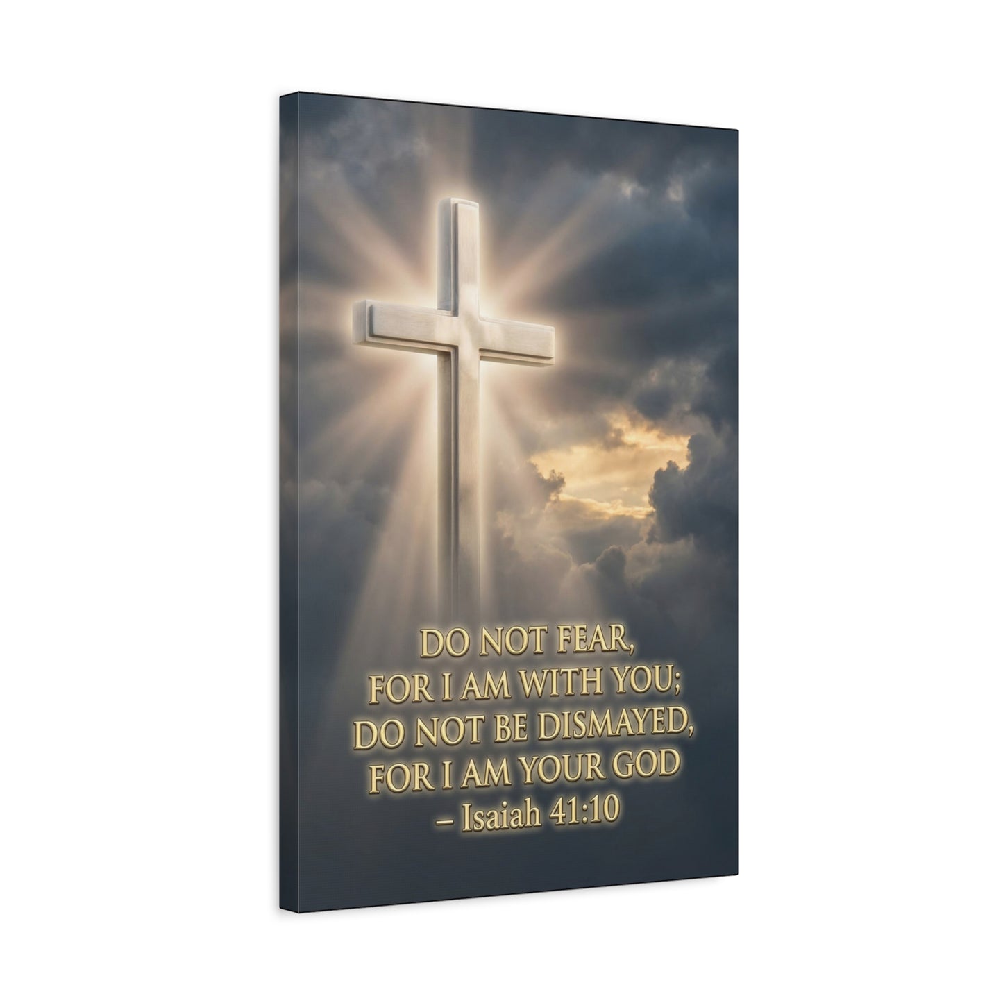 "Do Not Fear, For I Am With You" Cross Canvas Wall Art - Isaiah 41:10 Scripture Print, Glowing Christian Wall Decor, Traditional Faith Home Accent, Bedroom Living Room Office - Bedroom Home Decoration