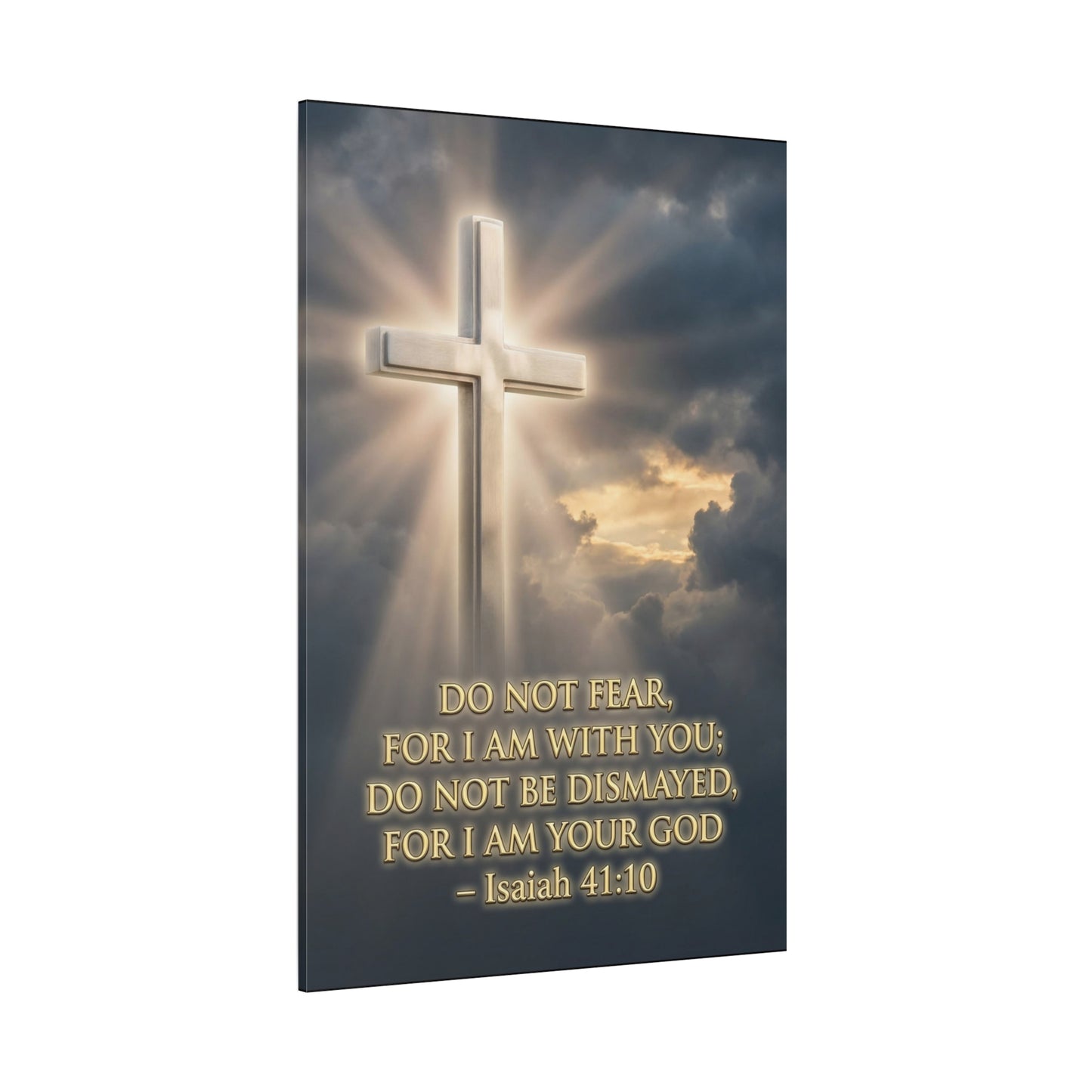 "Do Not Fear, For I Am With You" Cross Canvas Wall Art - Isaiah 41:10 Scripture Print, Glowing Christian Wall Decor, Traditional Faith Home Accent, Bedroom Living Room Office - Bedroom Home Decoration