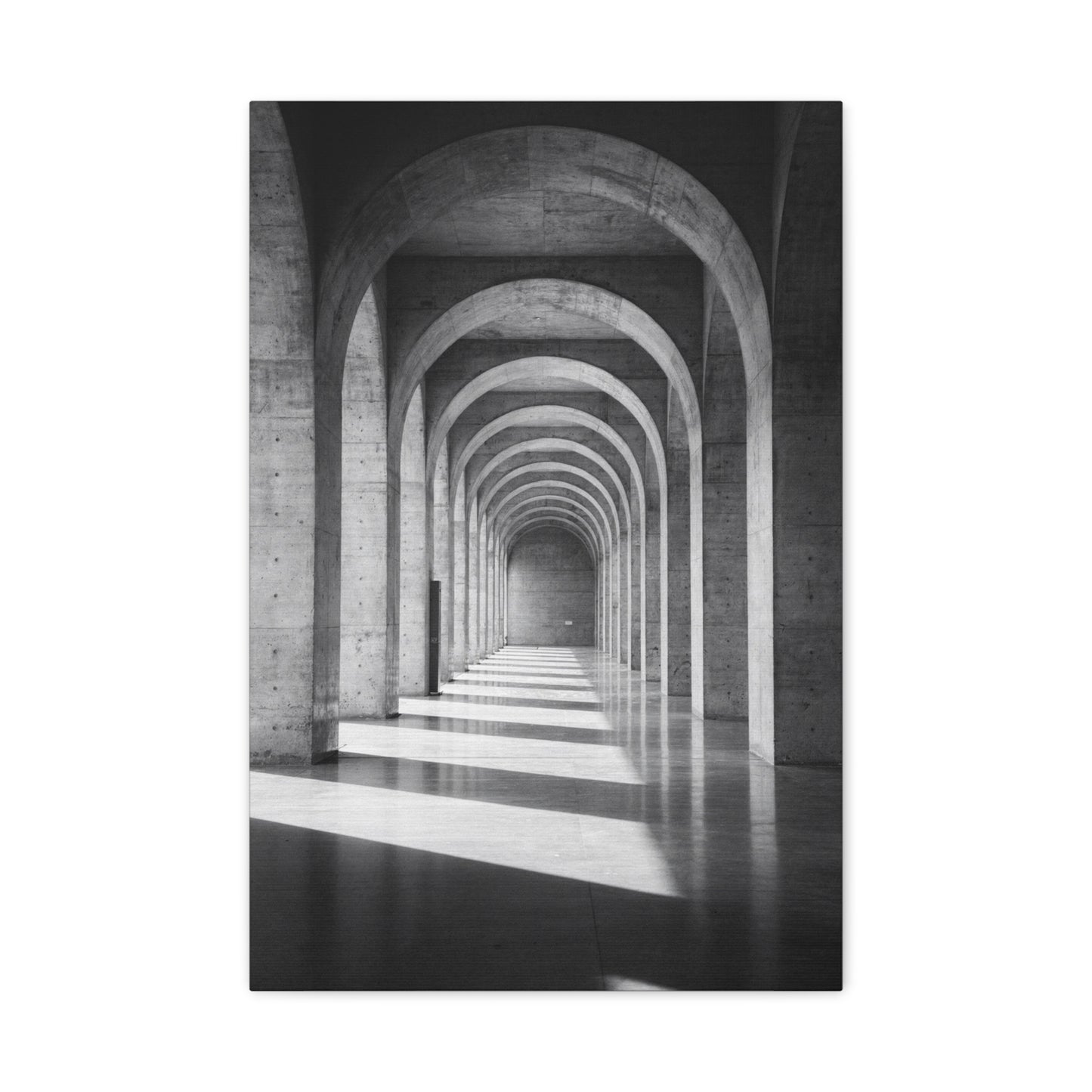 Black And White Arched Hallway Canvas Wall Art - Minimalist Architecture Art Print, Modern Concrete Corridor Interior, Contemporary Living Room Wall Decor Office Art - Bedroom Home Decoration