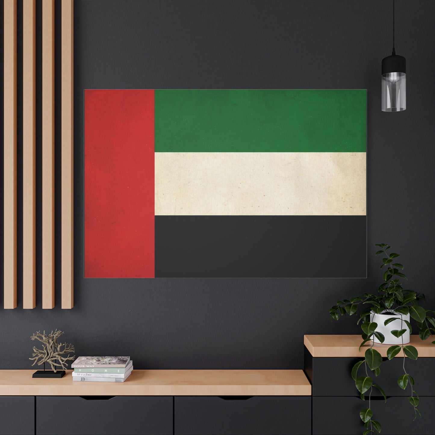 United Arab Emirates Flag Canvas Wall Art - Vintage National Pride Decor, Distressed UAE Banner Print - Patriotic Minimalist Style - Living Room Wall Decor, Office Accent - Bedroom Home Decoration