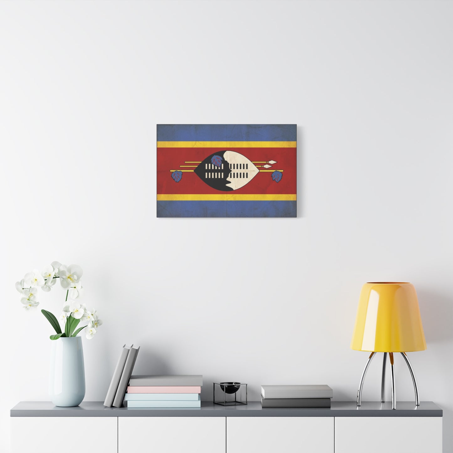 Eswatini Flag Canvas Wall Art - Swazi National Flag Print, Vintage Patriotic Home Decor - Matte Canvas Wall Hanging - Living Room Decoration, Office Accent - Bedroom Home Decoration - Ready to Hang