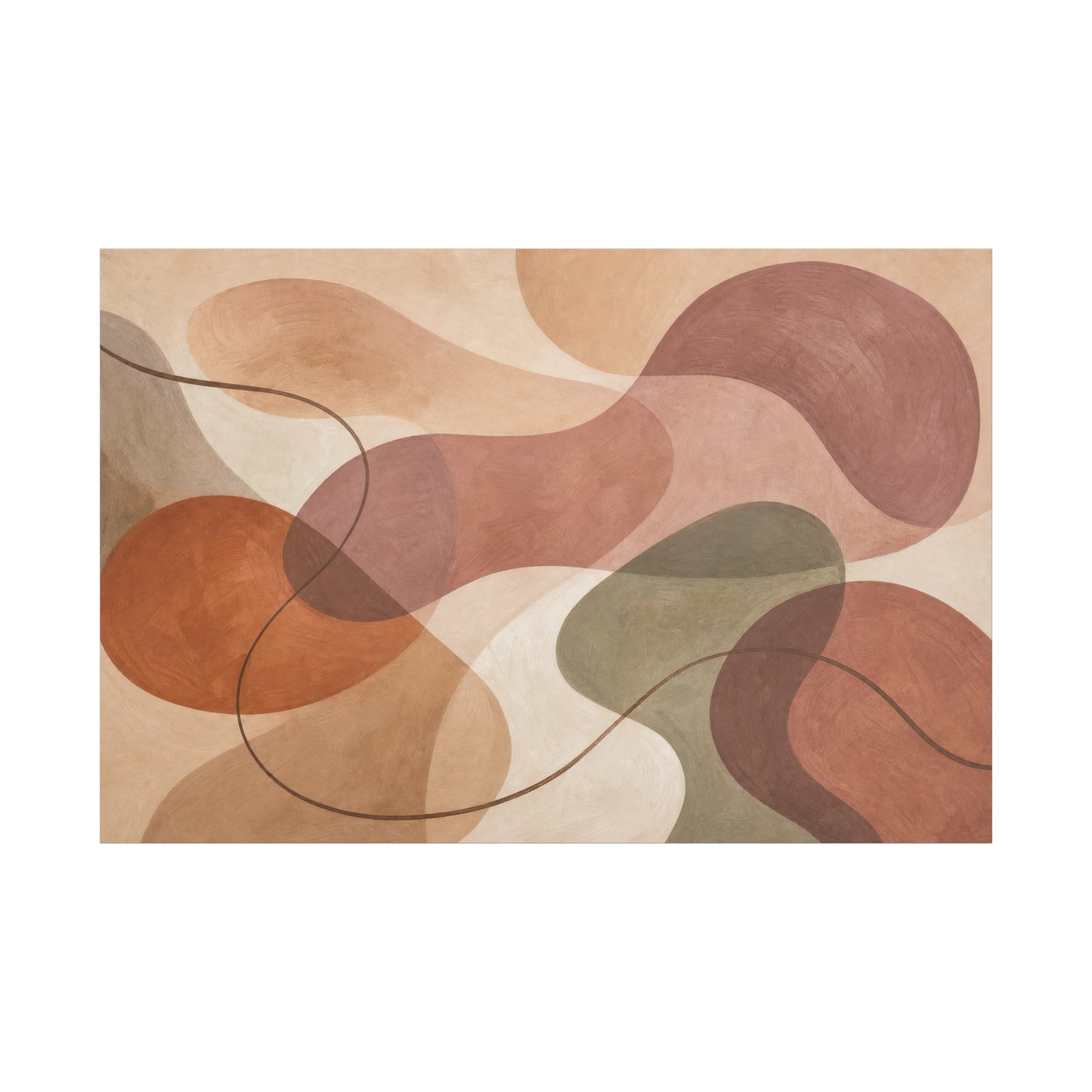 Abstract Geometric Canvas Wall Art - Earth Tone Modern Curved Shapes, Minimalist Neutral Composition - Contemporary Matte Canvas Print - Living Room Wall Decor, Bedroom Home Decoration - Ready to Hang