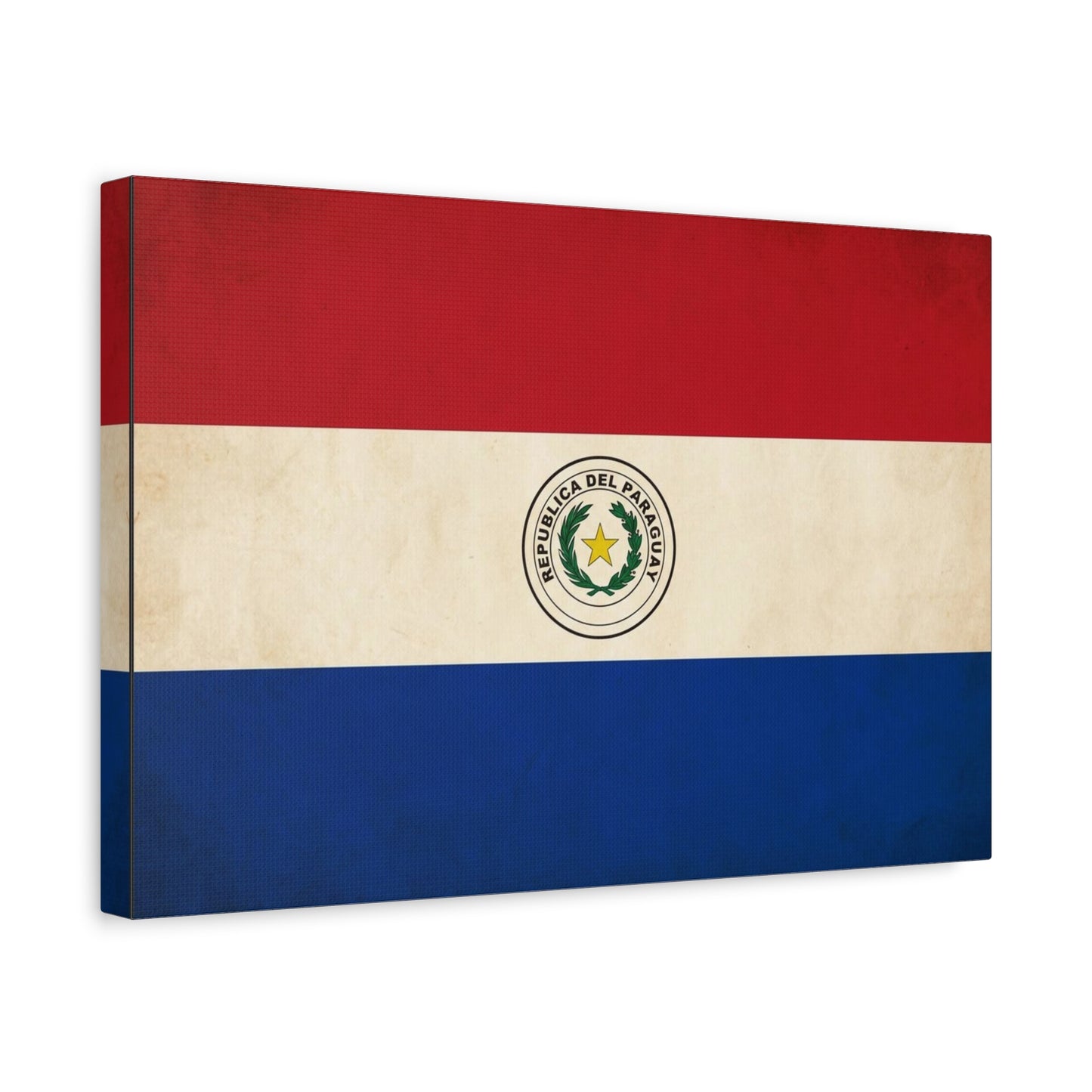 "Republica Del Paraguay" Paraguay Flag Canvas Wall Art - Vintage National Flag Print, Patriotic Heritage Decor - Matte Cotton Artwork - Living Room Home Decoration, Office Accent - Office Wall Art