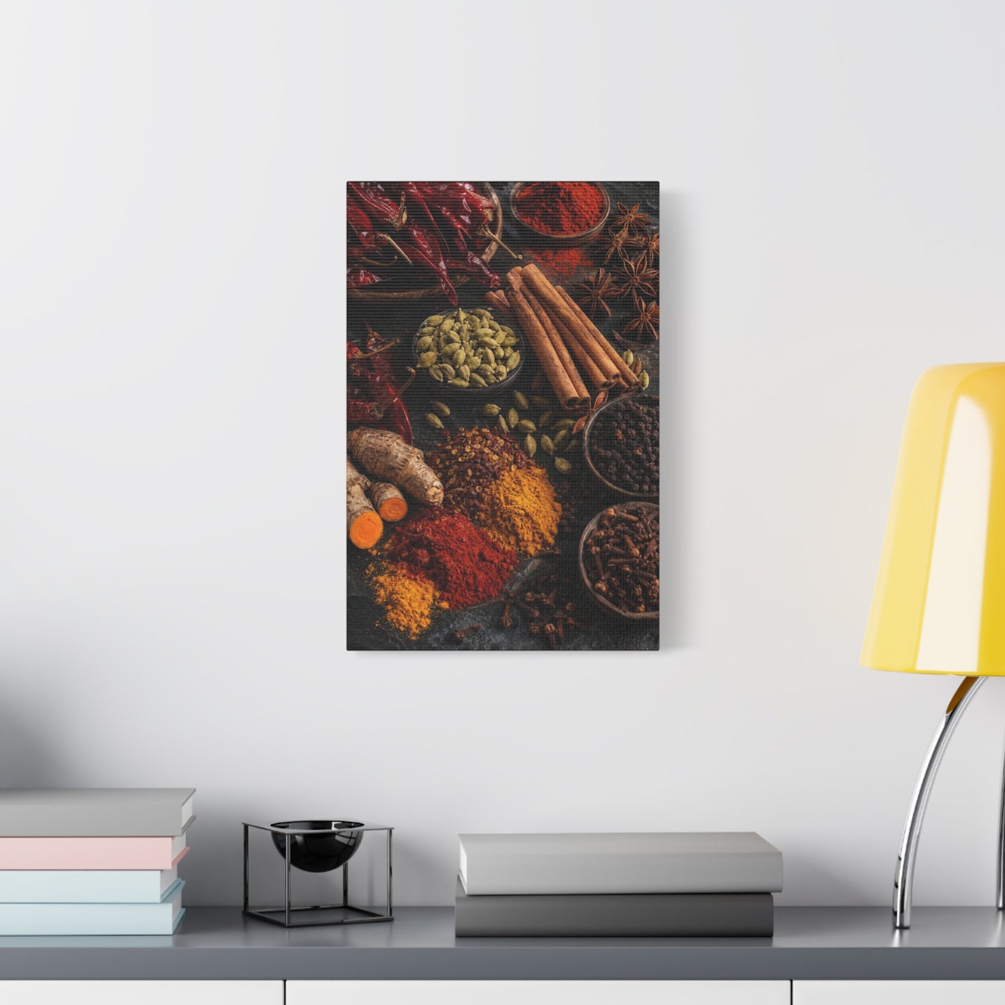 Spice Still Life Canvas Wall Art - Dried Chili Peppers, Cinnamon, Turmeric, Star Anise - Rustic Food Art Print - Kitchen Wall Decor, Dining Room Accent, Vintage Style - Bedroom Home Decoration