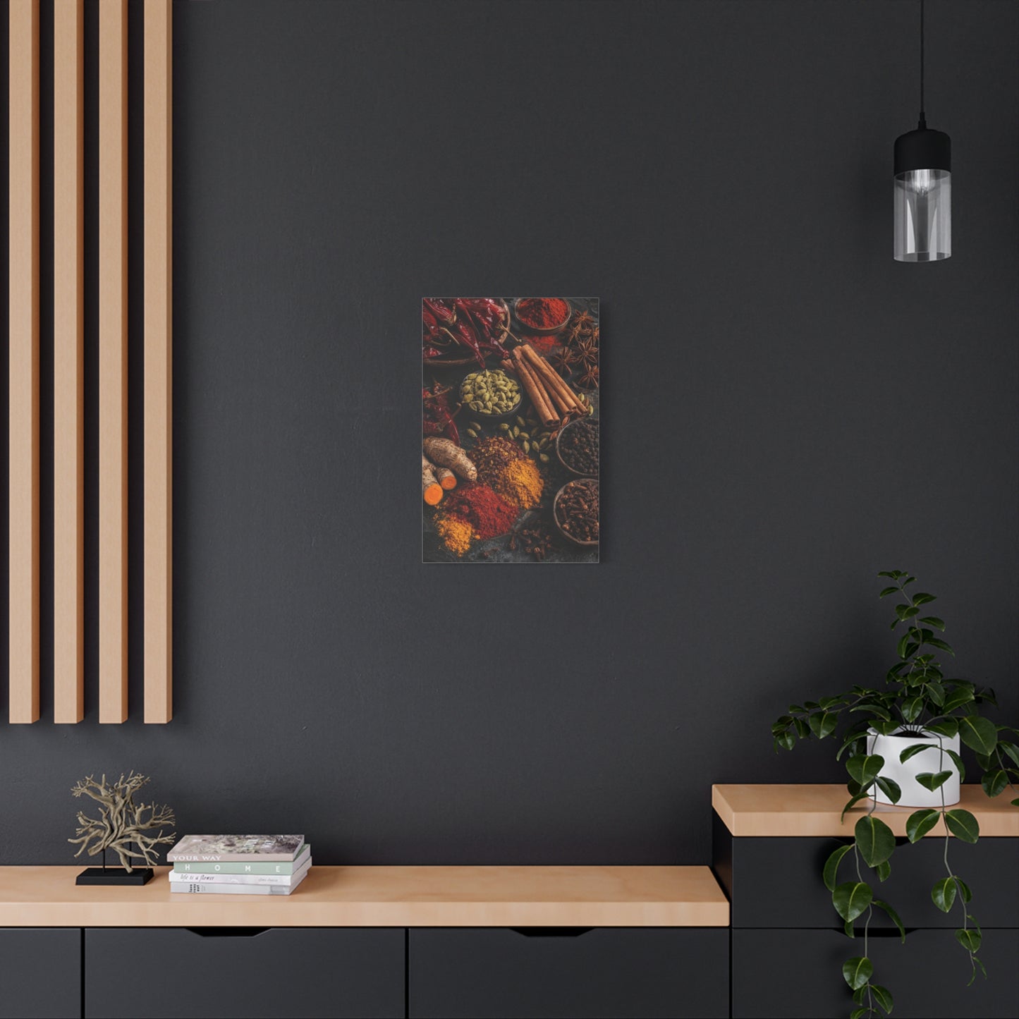 Spice Still Life Canvas Wall Art - Dried Chili Peppers, Cinnamon, Turmeric, Star Anise - Rustic Food Art Print - Kitchen Wall Decor, Dining Room Accent, Vintage Style - Bedroom Home Decoration