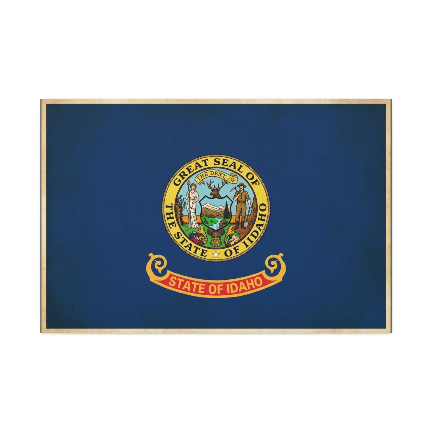 "Great Seal Of The State Of Idaho" Idaho Flag Canvas Wall Art - Blue State Pride Decor, Vintage Government Emblem Print - Traditional Patriotic Style - Living Room Office Wall Decor - Ready to Hang