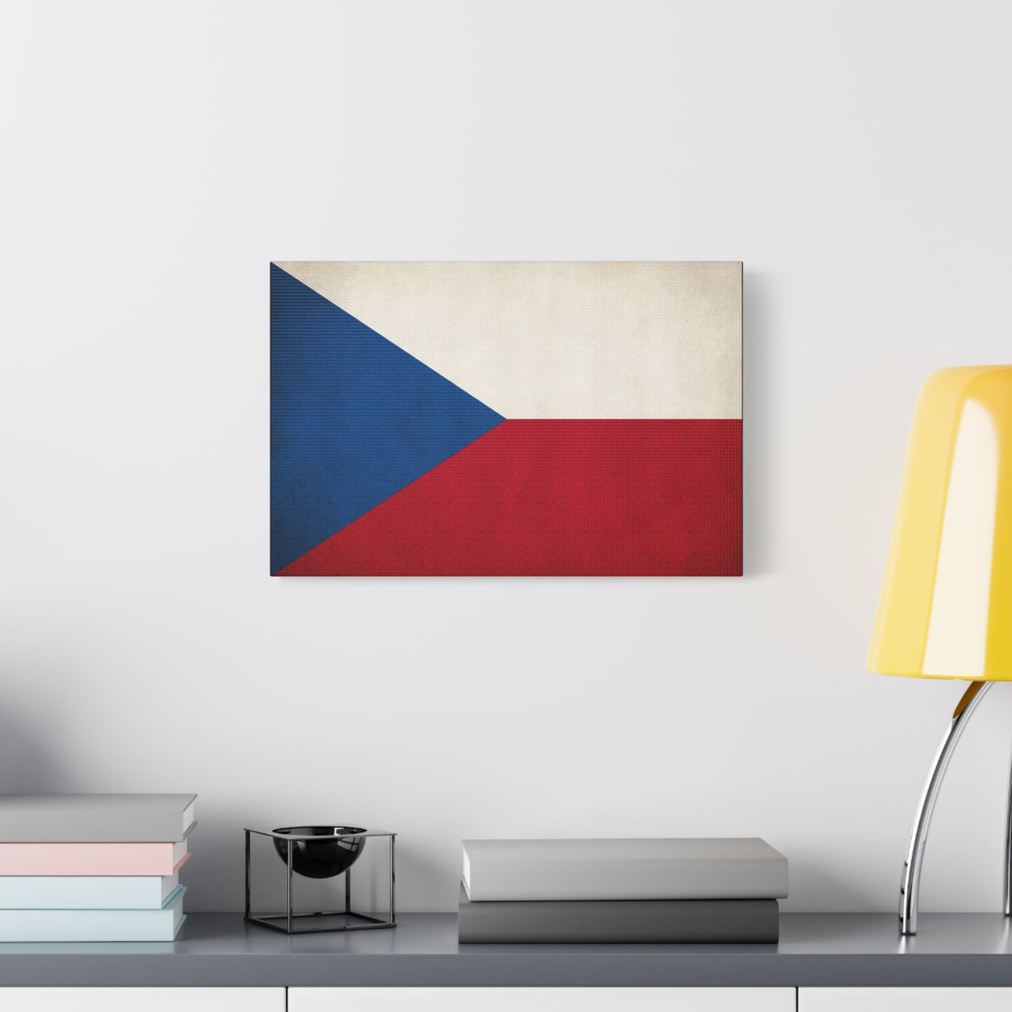Czech Republic Flag Canvas Wall Art - Czech Flag Print, Vintage Patriotic Decor - Minimalist Tricolor Design - Living Room Home Decoration, Office Wall Accent - Bedroom Home Decoration - Ready to Hang