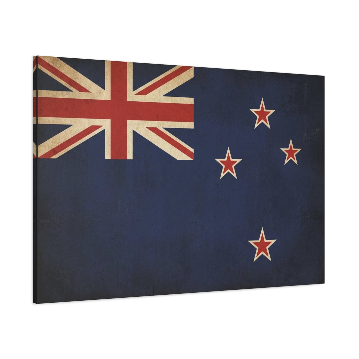 New Zealand Flag Canvas Wall Art - Vintage Kiwi National Banner Print, Distressed Navy Red Cream Design - Traditional Patriotic Style - Living Room Wall Decor Bedroom Home Decoration - Ready to Hang