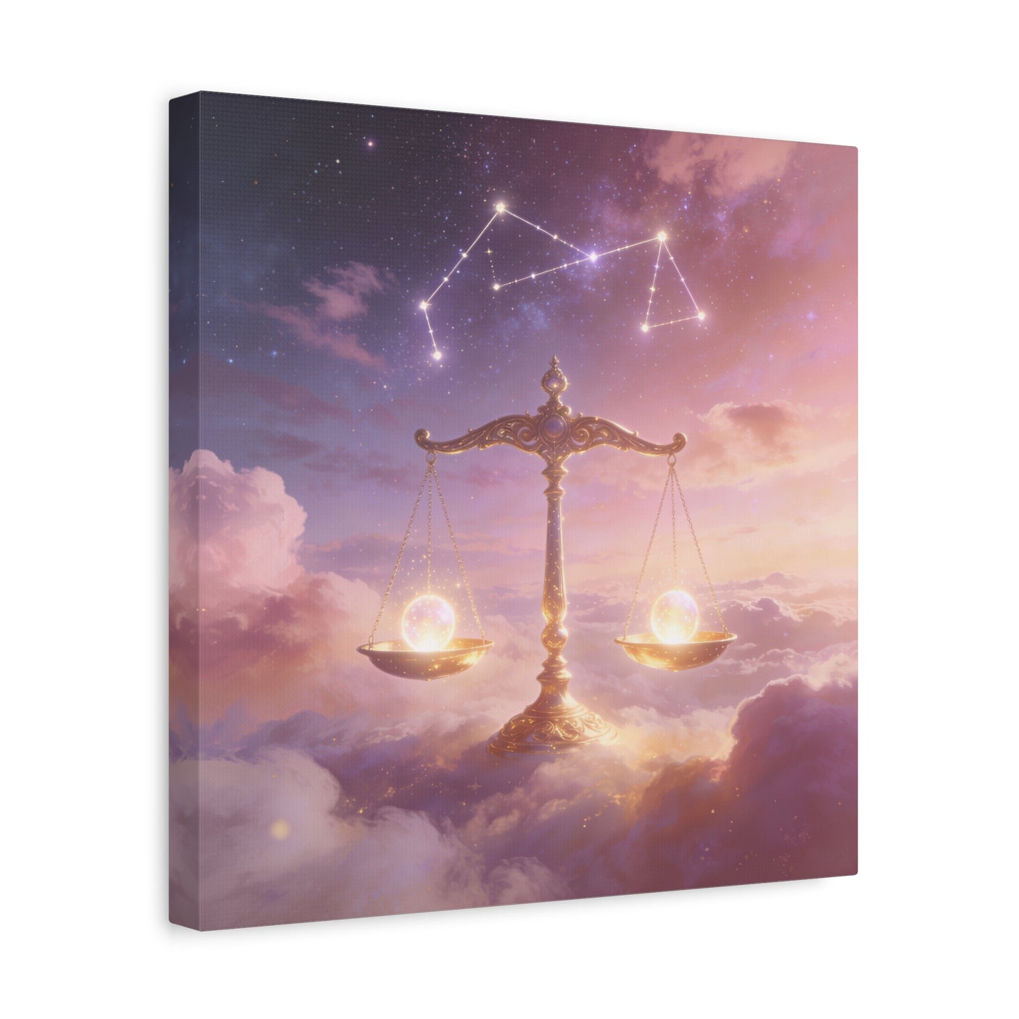 Libra Zodiac Canvas Wall Art - Celestial Scales, Pink Purple Sky, Astrology Decor - Dreamy Matte Canvas Print - Bedroom Wall Decor, Meditation Space Accent, Office Art - Bedroom Home Decoration