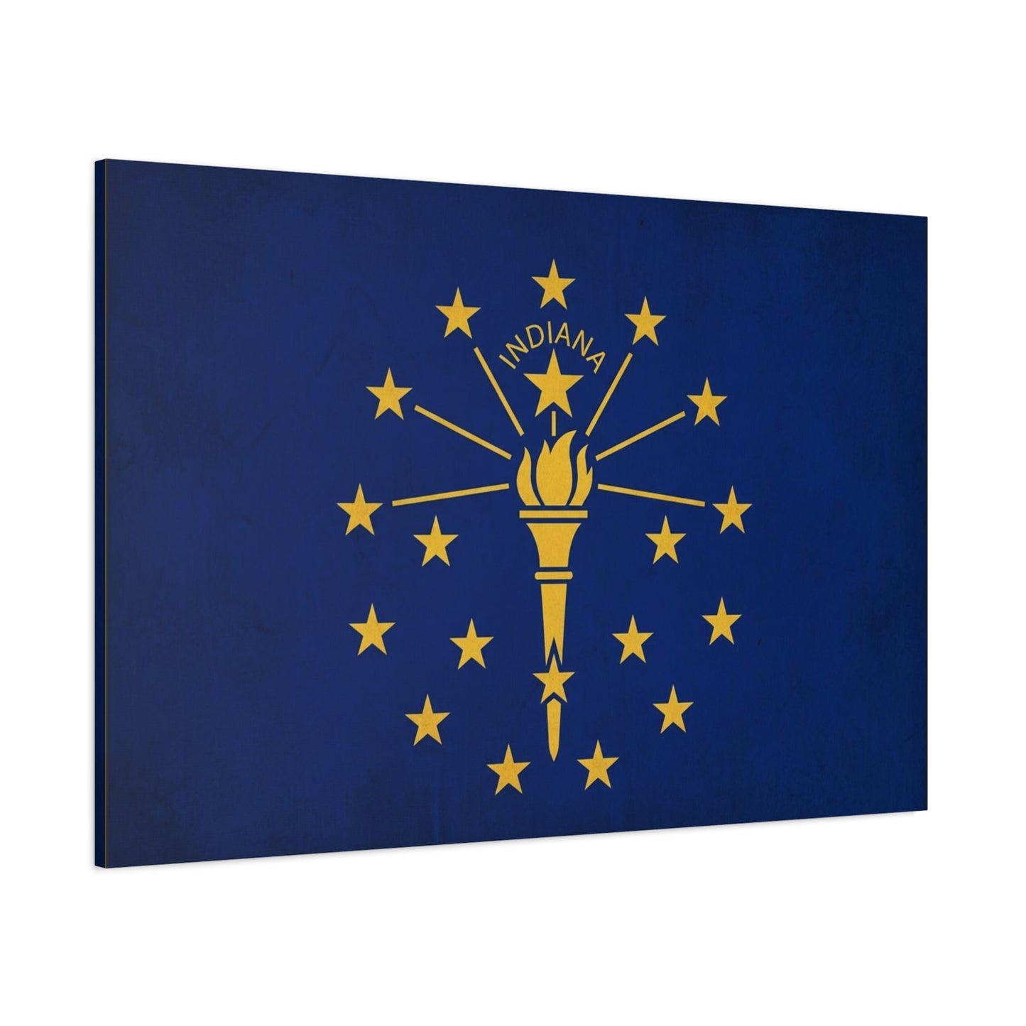 Indiana State Flag Canvas Wall Art - Blue Gold Torch Stars Print, Patriotic Decor - Matte Cotton Artwork - Living Room Wall Decor, Office Art, Dorm Decoration Accent - Bedroom Home Decoration