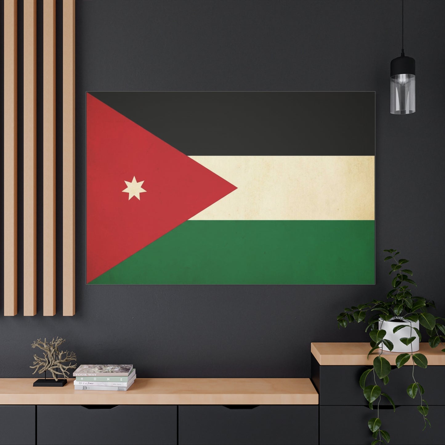 Jordan Flag Canvas Wall Art - Jordanian Pride Decor, Vintage National Banner Print, Matte Cotton Artwork, Living Room Wall Decor, Bedroom Home Decoration, Office Art Accent - Bedroom Home Decoration
