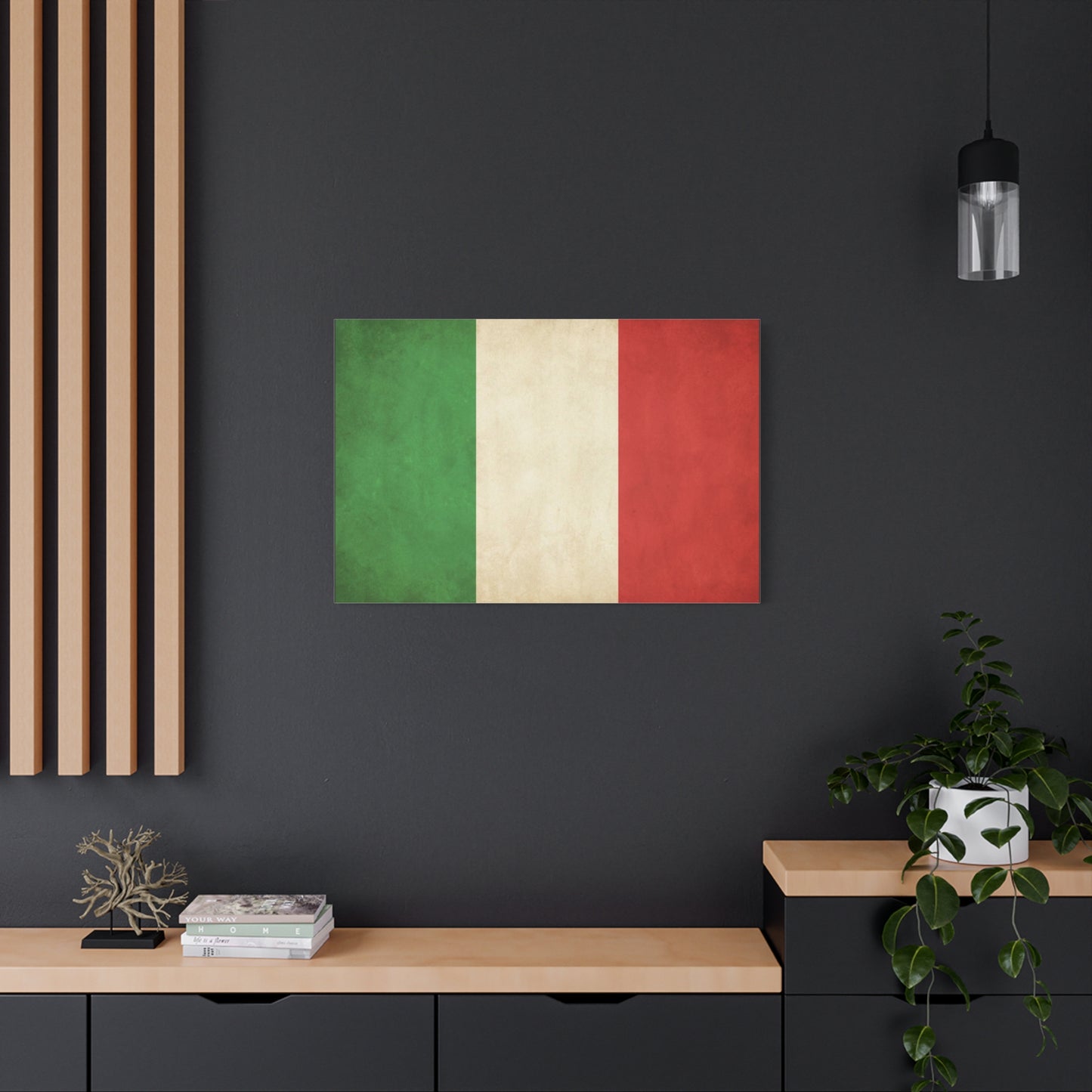 Italian Flag Canvas Wall Art - Vintage Tricolor National Prints, Rustic Textured Artwork - Matte Cotton Decor - Living Room Wall Decor, Office Art, Dorm Accent For Heritage Lovers - Ready to Hang