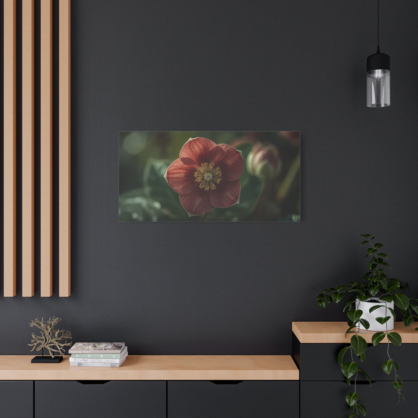 Hellebore Flower Canvas Wall Art - Botanical Floral Art Print, Moody Matte Canvas Print - Traditional Style, Bedroom Wall Decor, Living Room Home Decoration, Office Art - Bedroom Home Decoration