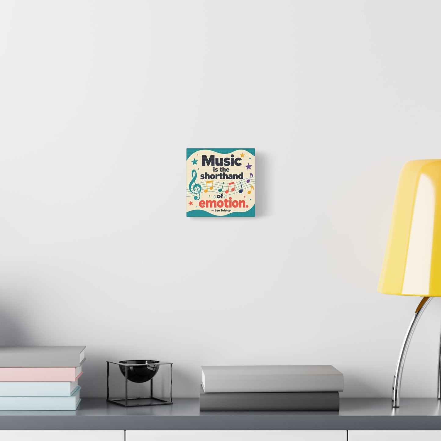 "Music Is The Shorthand Of Emotion." Leo Tolstoy Canvas Wall Art - Colorful Typography Quote Print, Music Teacher Classroom Decor, Kids Room Home Decoration, Modern Wall Hanging - Ready to Hang