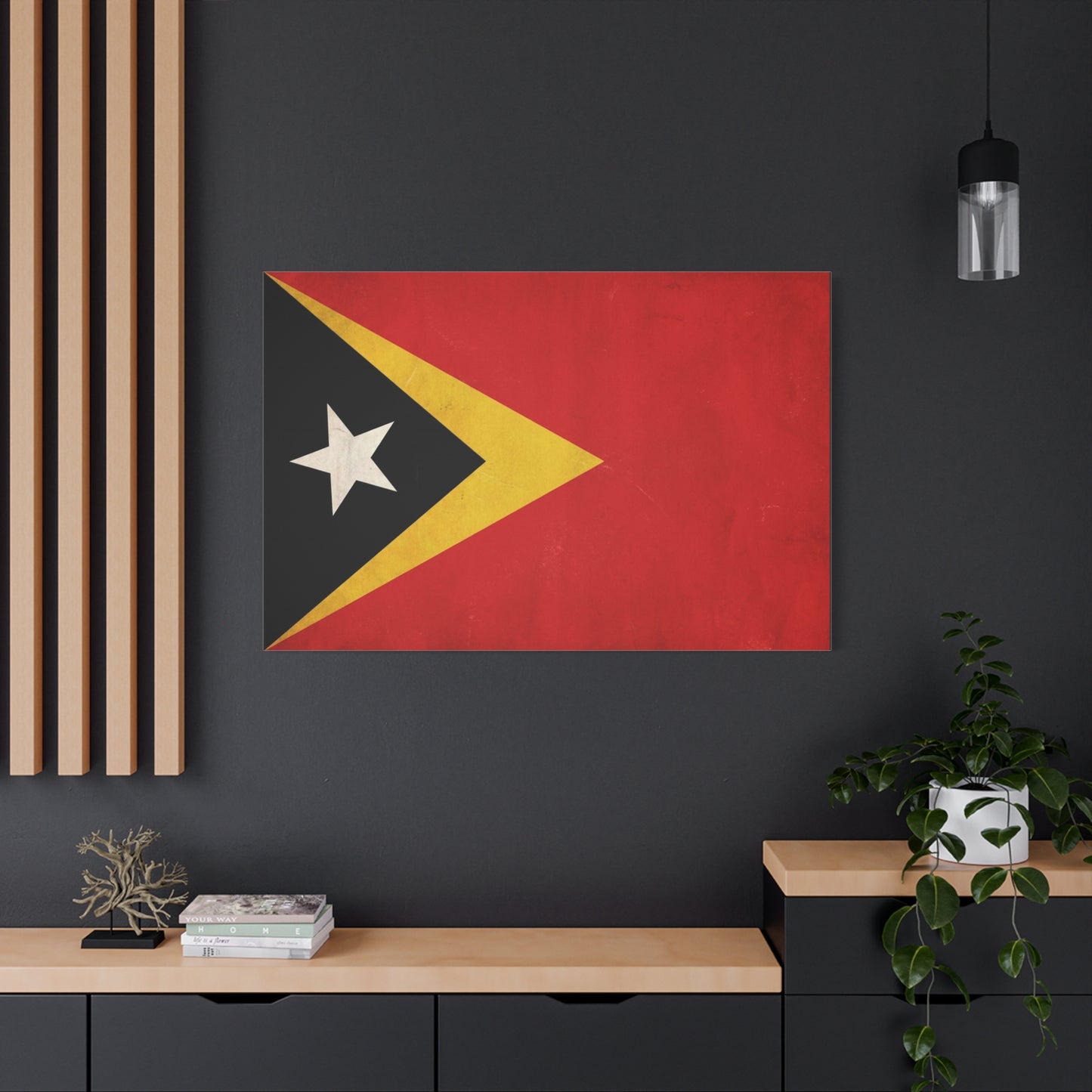 Timor-Leste Flag Canvas Wall Art - East Timor National Pride Decor, Vintage Red Black Yellow Banner Print - Patriotic Traditional Style - Living Room Wall Decor - Bedroom Home Decoration