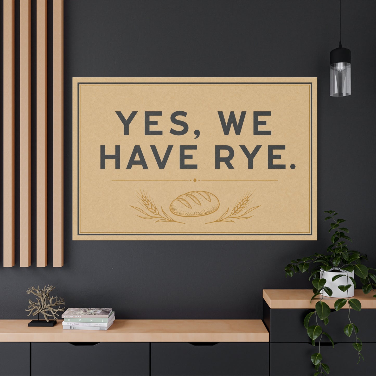 "Yes, We Have Rye." Typography Canvas Wall Art - Vintage Bread Bakery Sign Decor - Rustic Farmhouse Style - Ready to Hang - Deli Wall Decor - Sandwich Shop Sign - Statement Piece for Art Lovers
