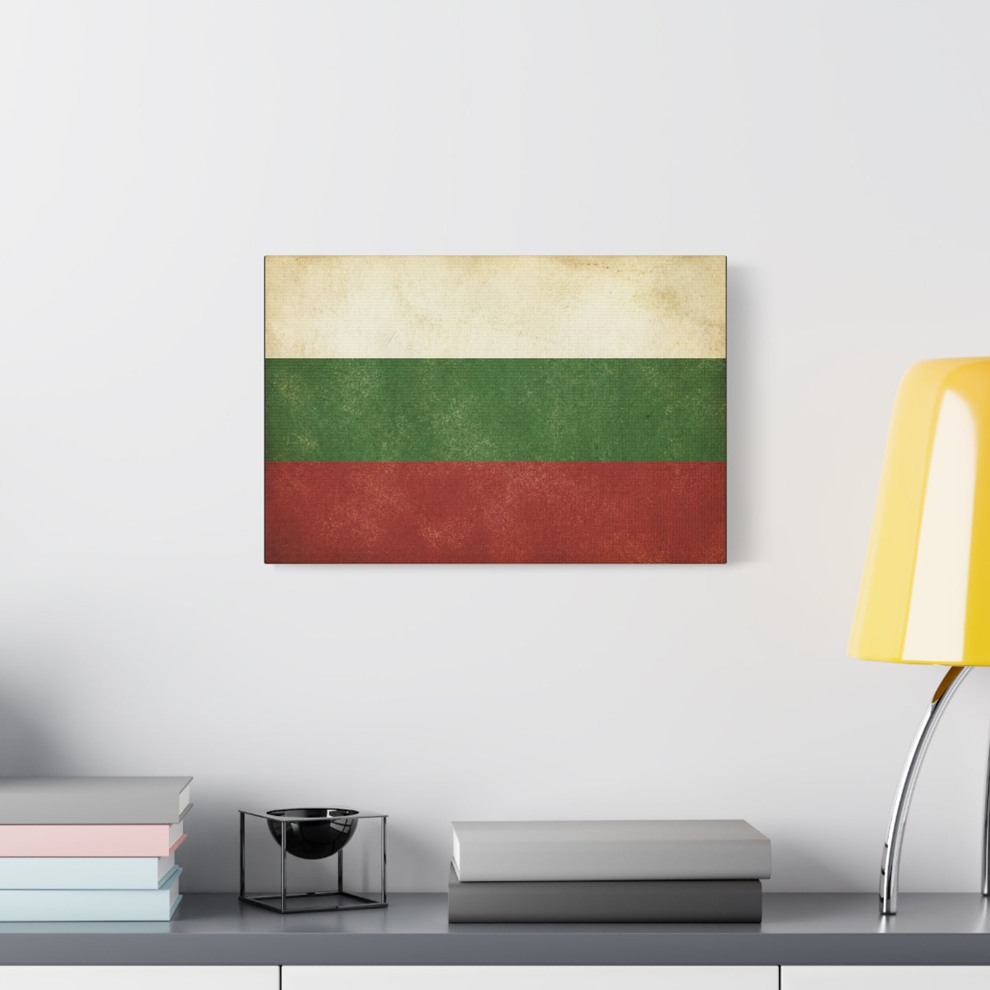 Bulgaria Flag Canvas Wall Art - Vintage Bulgarian Flag Print, Patriotic Tricolor Wall Decor - Distressed Cotton Canvas - Rustic Minimalist Style For Living Room, Office, Dorm - Bedroom Home Decoration