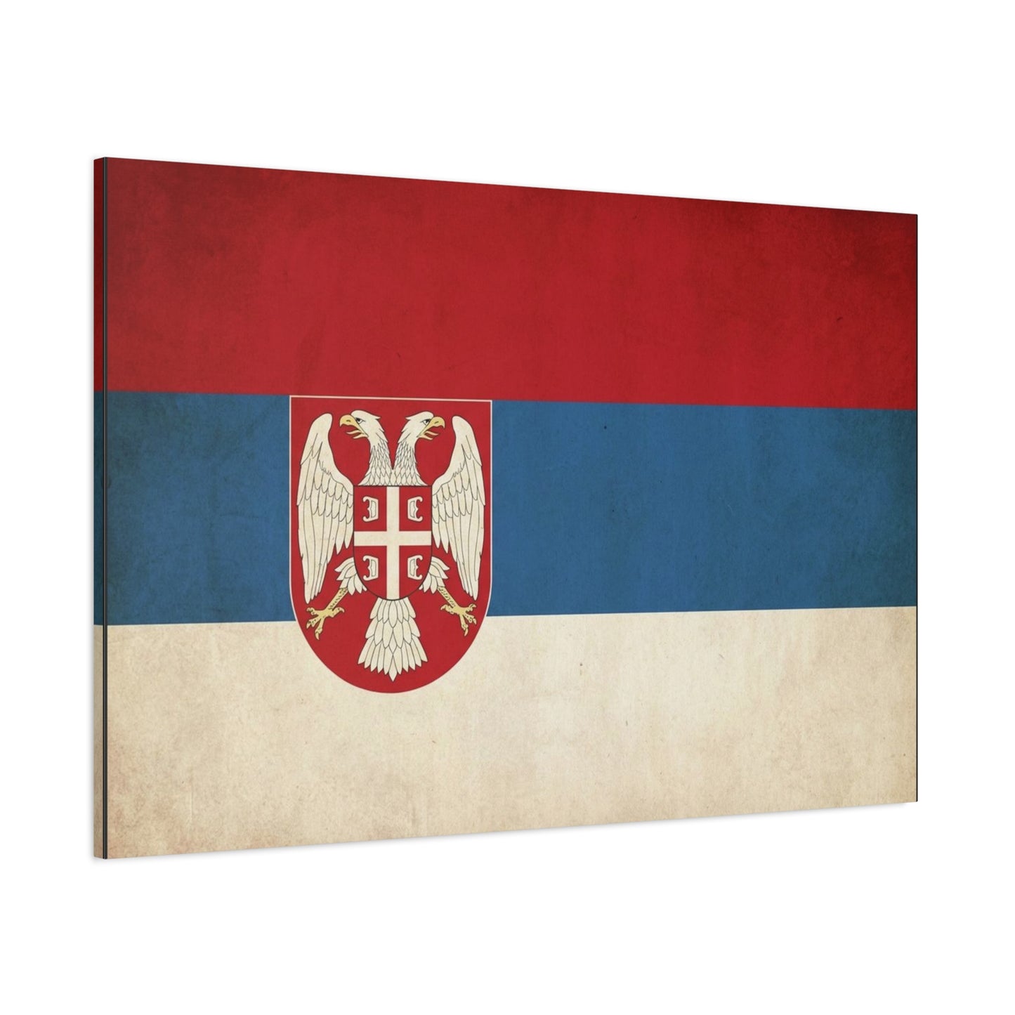 Serbian Flag Canvas Wall Art - Vintage Serbia Coat Of Arms Print, Patriotic Tricolor Decor - Rustic National Heritage Style - Living Room Wall Decor - Bedroom Home Decoration - Bedroom Home Decoration