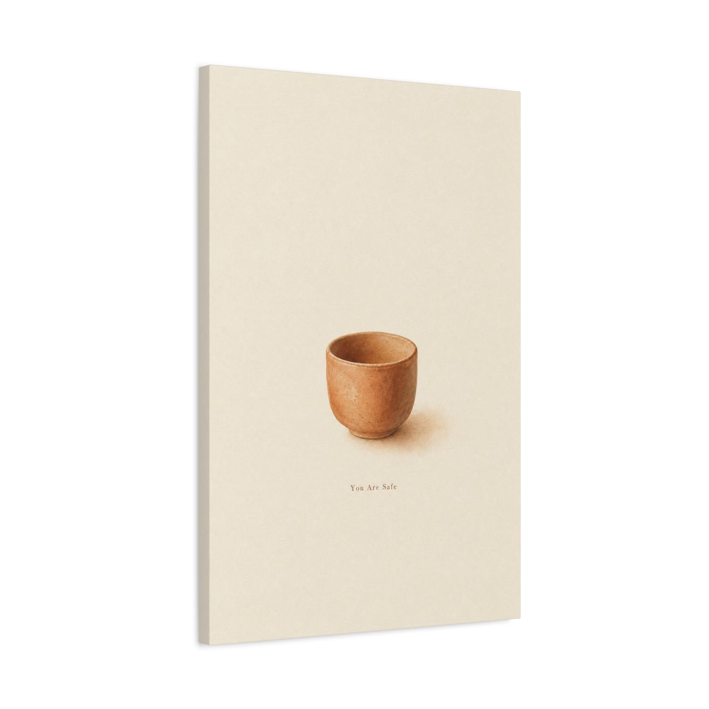 "You Are Safe" Minimalist Pottery Canvas Wall Art - Neutral Still Life Print, Contemporary Beige Brown Decor - Bedroom Meditation Space Accent - Office Wall Art - Bedroom Home Decoration