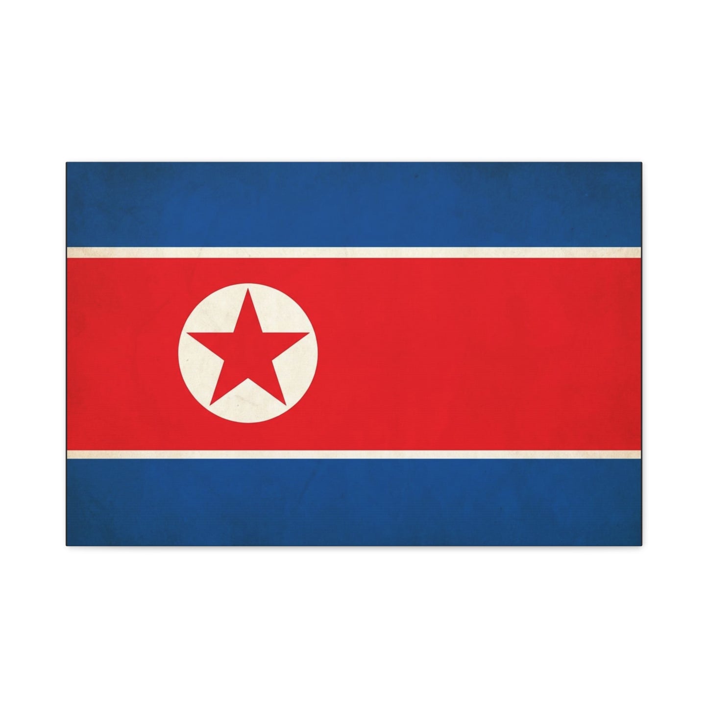 North Korea Flag Canvas Wall Art - Korean Flag Print, Patriotic Red Blue Star Design - Vintage Style Wall Decor - Living Room Home Decoration - Bedroom Home Decoration - Modern Farmhouse Style