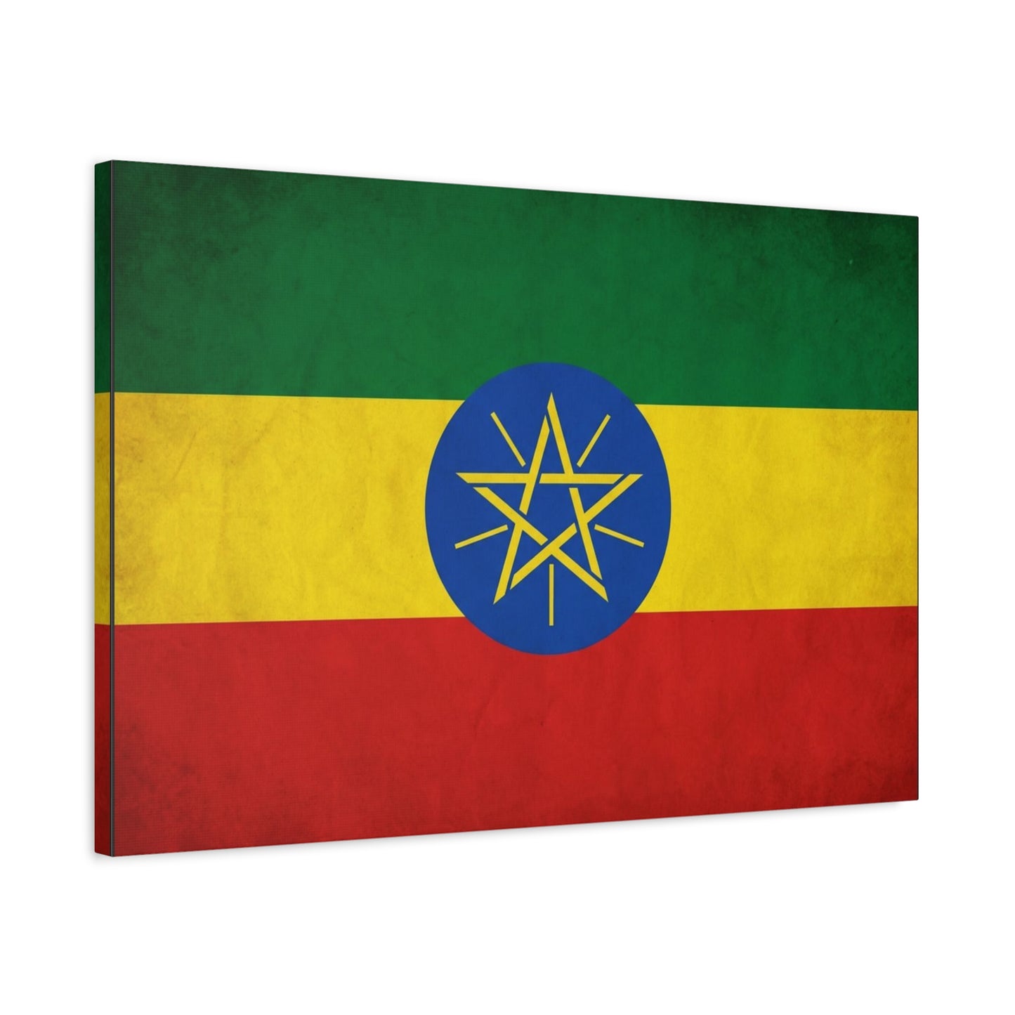 Ethiopian Flag Canvas Wall Art - Ethiopia Pride Decor, Vintage National Banner Print - Matte Cotton Artwork - Cultural Heritage Style For Living Room, Office, Dorm Display - Living Room Wall Decor