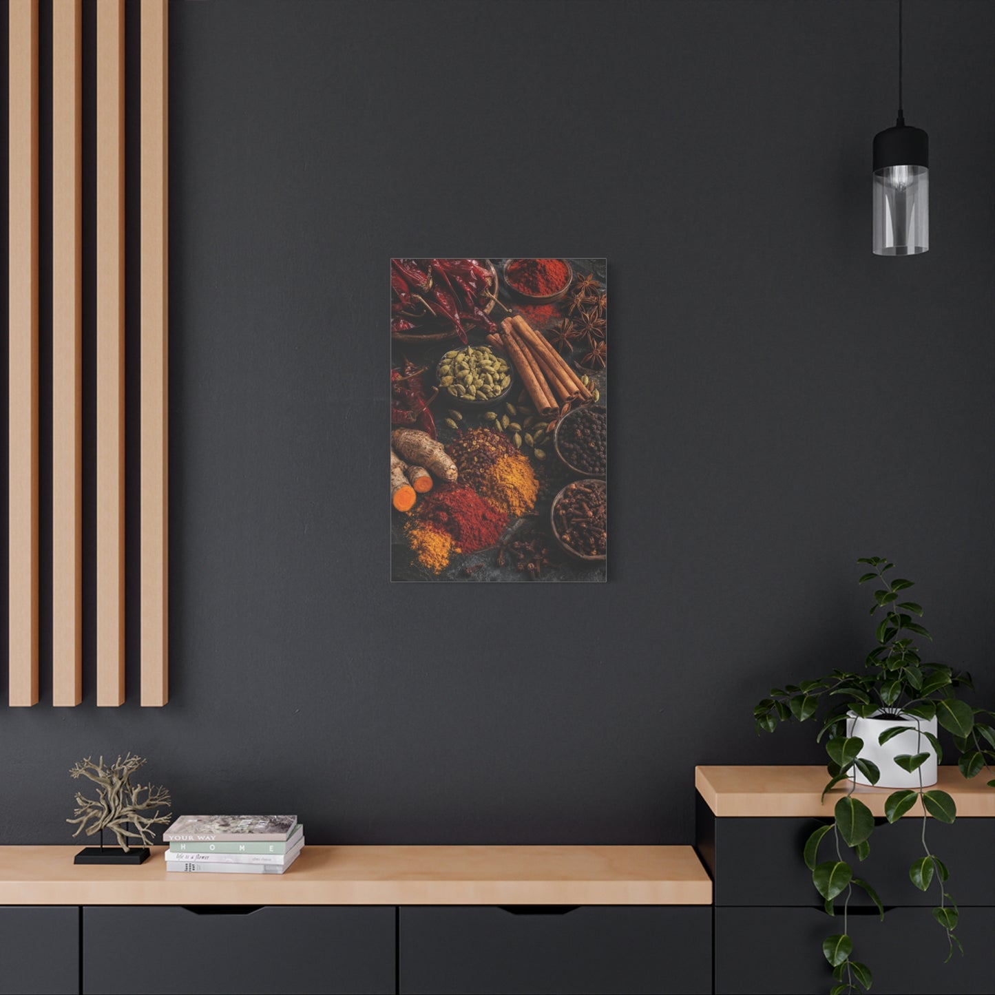 Spice Still Life Canvas Wall Art - Dried Chili Peppers, Cinnamon, Turmeric, Star Anise - Rustic Food Art Print - Kitchen Wall Decor, Dining Room Accent, Vintage Style - Bedroom Home Decoration