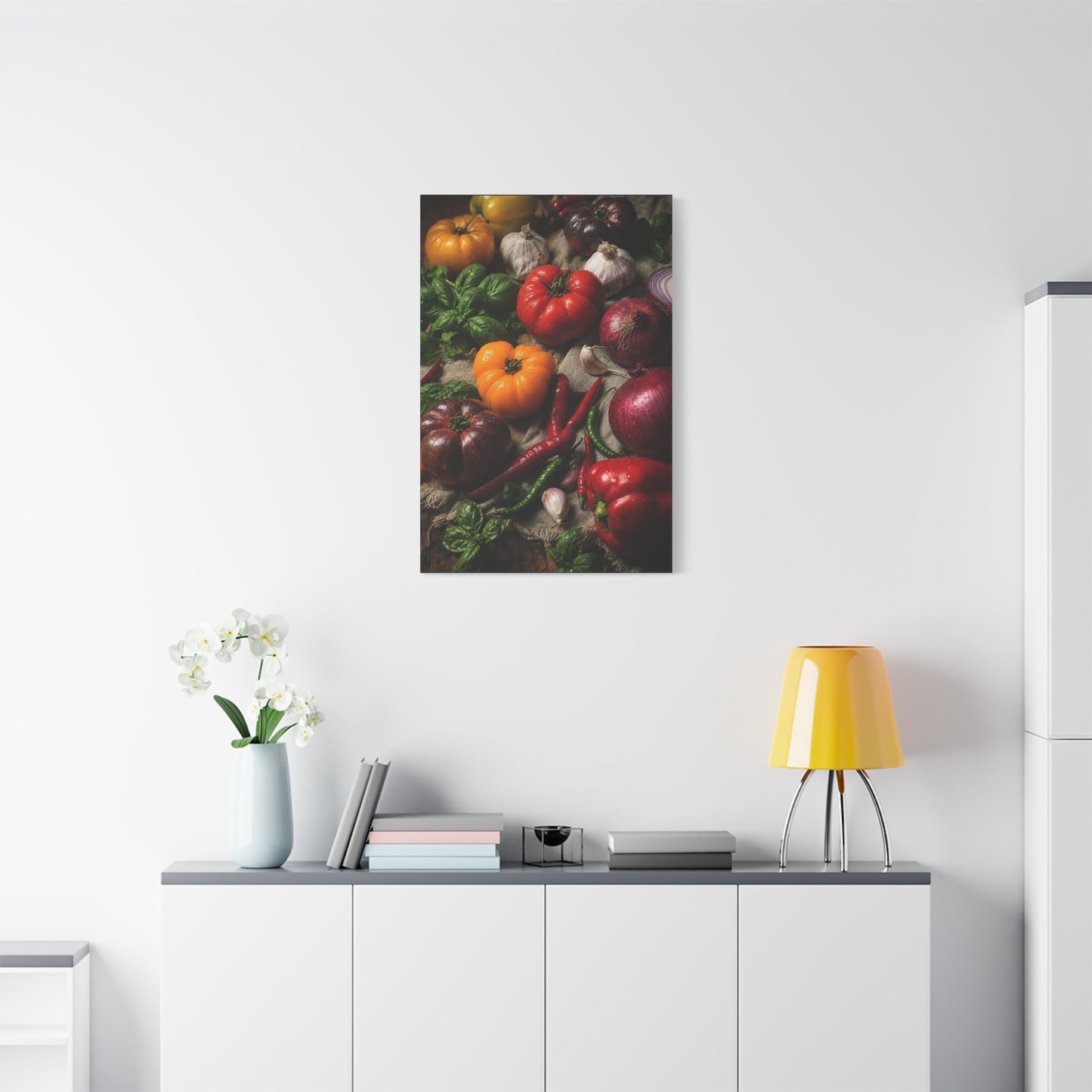 Heirloom Tomato Still Life Canvas Wall Art - Rustic Kitchen Produce Art Print - Matte Cotton Canvas - Traditional Food Wall Decor, Dining Room Accent, Farmhouse Interior Style - Ready to Hang