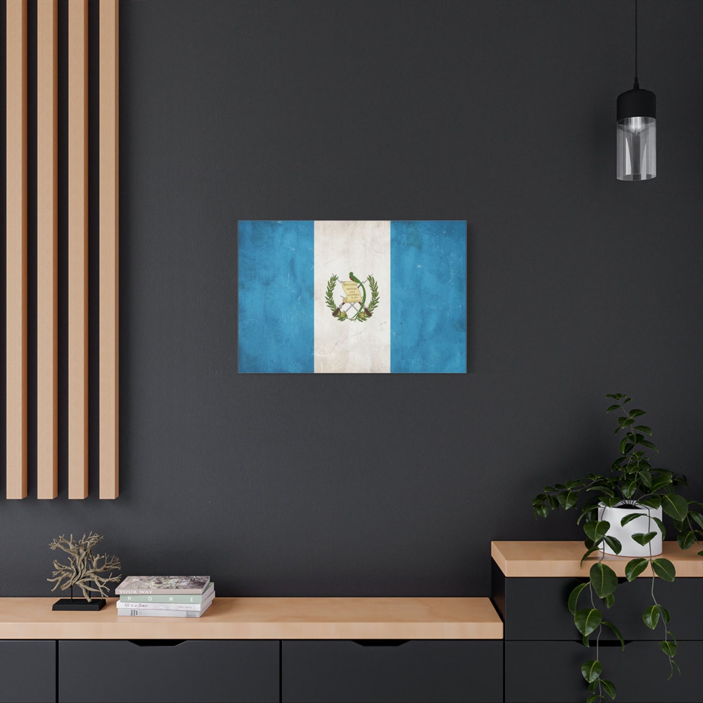 Guatemala Flag Canvas Wall Art - Distintivo De La Guatemala 15 1823 Vintage Blue White Banner Print - Patriotic Decor, Living Room Wall Decor, Office Accent - Bedroom Home Decoration - Ready to Hang