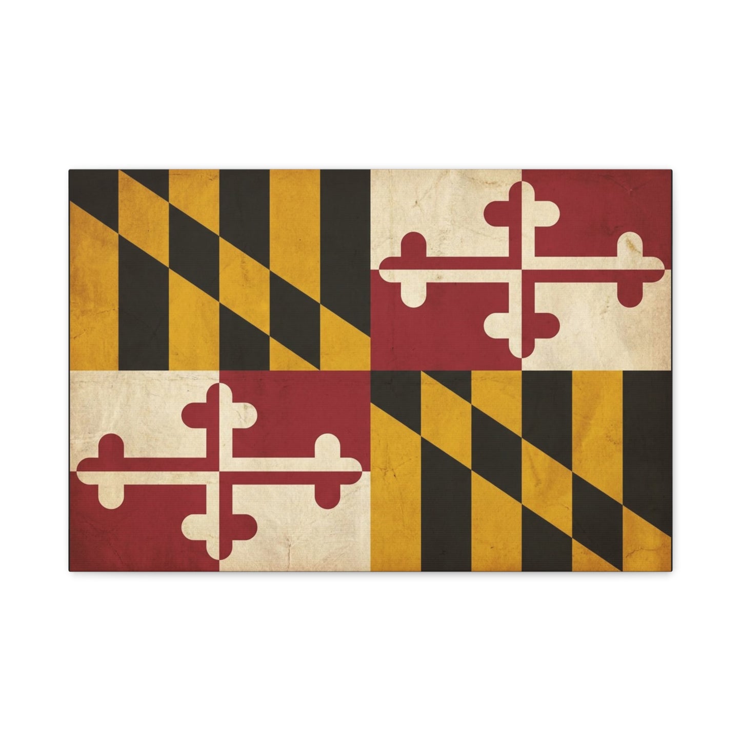 Maryland State Flag Canvas Wall Art - Vintage Red Gold Black Crest Design - Rustic Americana Decor - Living Room Wall Decor, Office Decoration - Bedroom Home Decoration - Modern Farmhouse Style