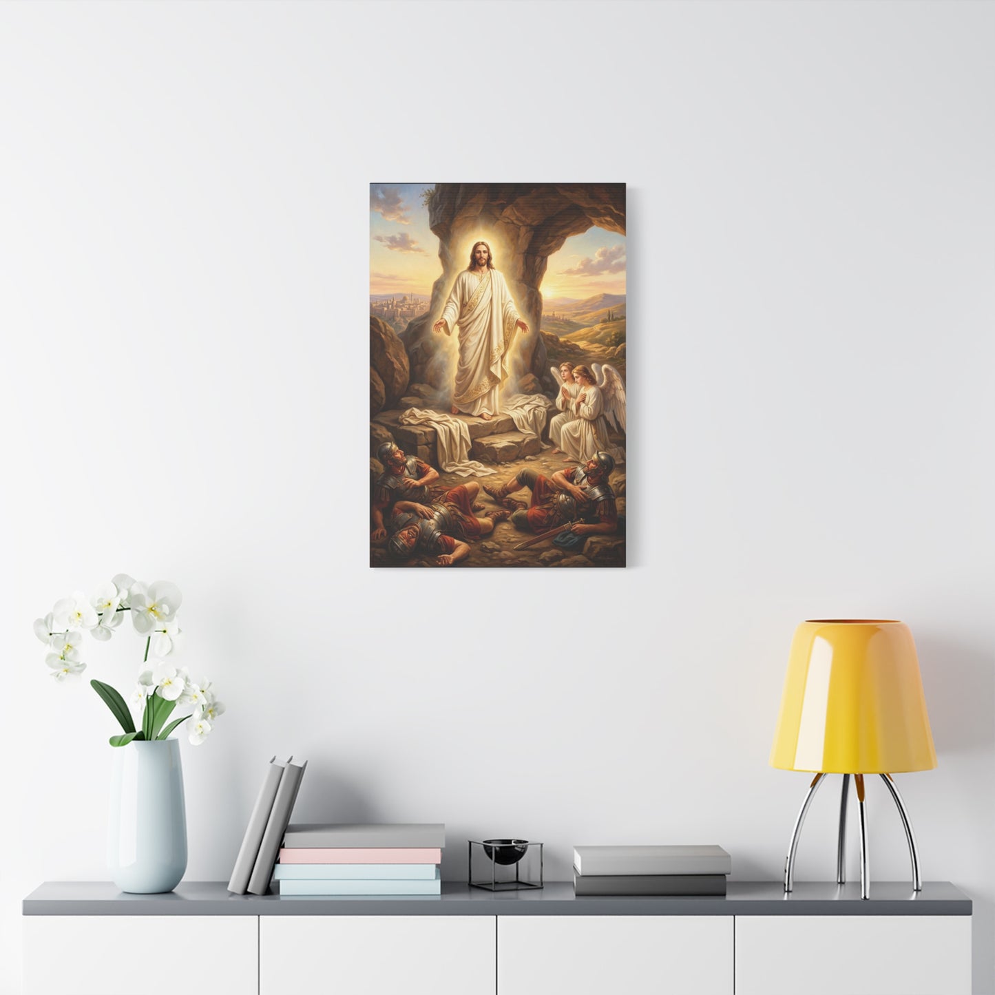 Jesus Christ Resurrection Canvas Wall Art - Empty Tomb, Angels, Roman Guards - Traditional Religious Print, Living Room Wall Decor, Bedroom Home Decoration - Bedroom Home Decoration - Ready to Hang