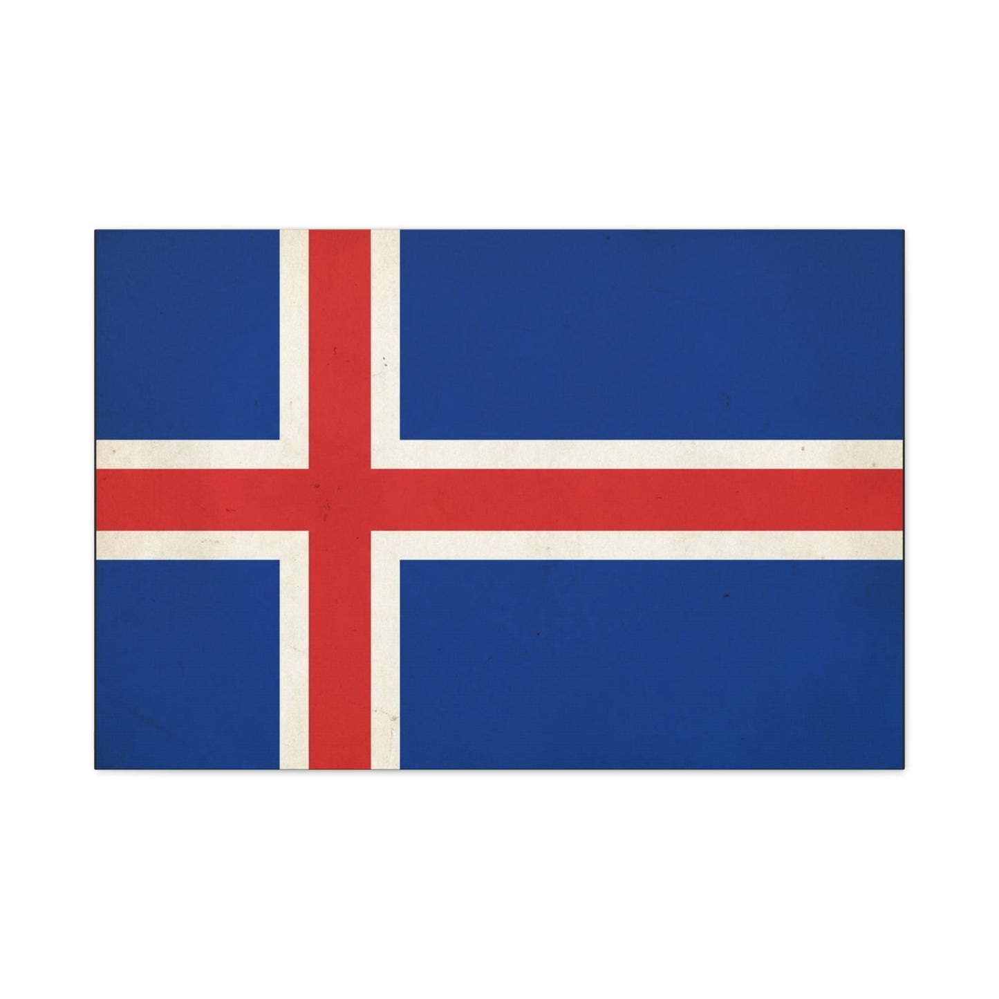 Iceland Flag Canvas Wall Art - Nordic National Banner Print, Blue Red White Cross Design - Vintage Style, Patriotic Wall Decor - Living Room Home Decoration, Office Art - Bedroom Home Decoration
