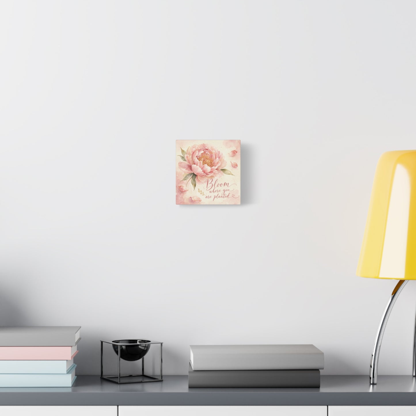 "Bloom Where You Are Planted" Peony Canvas Wall Art - Pink Watercolor Floral Quote Print, Soft Botanical Decor, Bedroom Wall Hanging, Feminine Farmhouse Style - Bedroom Home Decoration - Ready to Hang