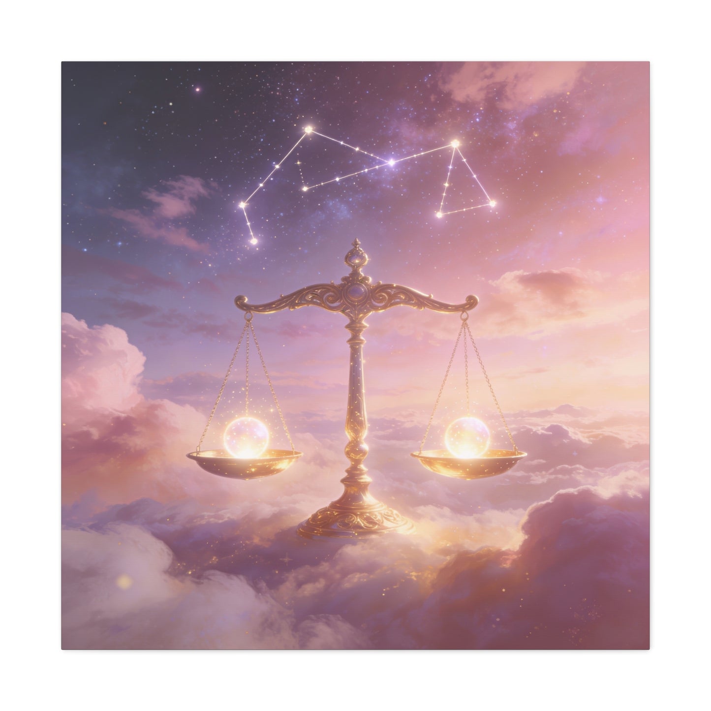 Libra Zodiac Canvas Wall Art - Celestial Scales, Pink Purple Sky, Astrology Decor - Dreamy Matte Canvas Print - Bedroom Wall Decor, Meditation Space Accent, Office Art - Bedroom Home Decoration