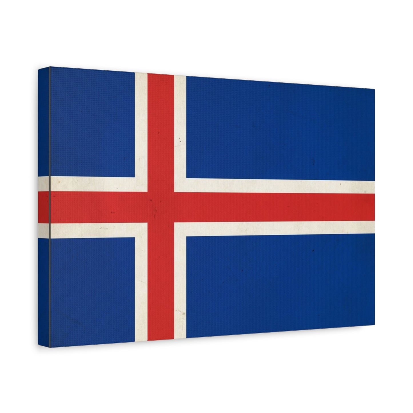 Iceland Flag Canvas Wall Art - Nordic National Banner Print, Blue Red White Cross Design - Vintage Style, Patriotic Wall Decor - Living Room Home Decoration, Office Art - Bedroom Home Decoration