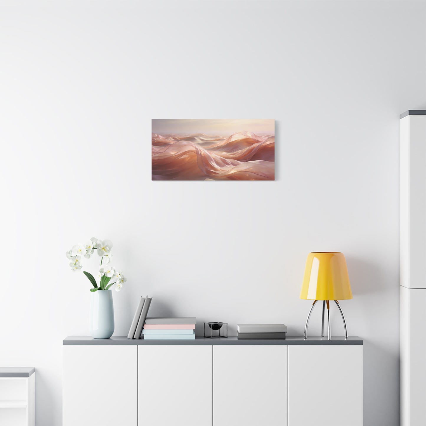 Blush Abstract Desert Dunes Canvas Wall Art - Ethereal Flowing Fabric Landscape - Modern Matte Print - Pink Beige Contemporary Style - Living Room Wall Decor Bedroom Home Decoration - Ready to Hang