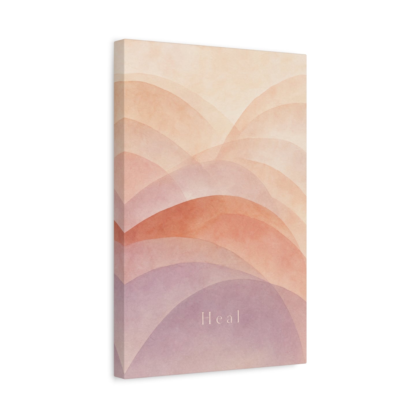 "Heal" Abstract Canvas Wall Art - Blush Peach Lavender Arches, Minimalist Typography Print - Contemporary Boho Decor, Bedroom Wall Hanging, Living Room Decoration, Meditation Space Accent